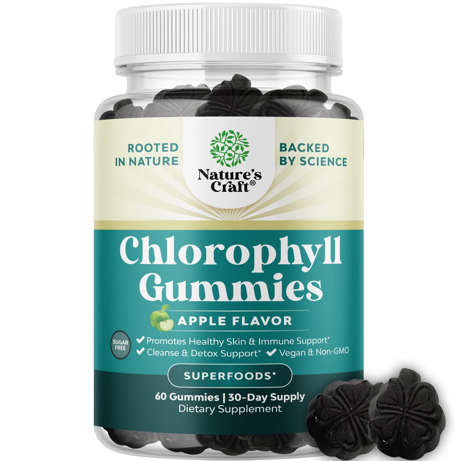 Chlorophyll Gummies for Women - Cleanse & Body Odor Support - 60 Count