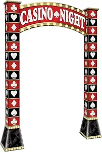 Beistle 7' 7.5" x 5' 2.75" Las Vegas Archway Photo Prop Casino Décor for Prom Decorations, Gambling Game Night Party Supplies