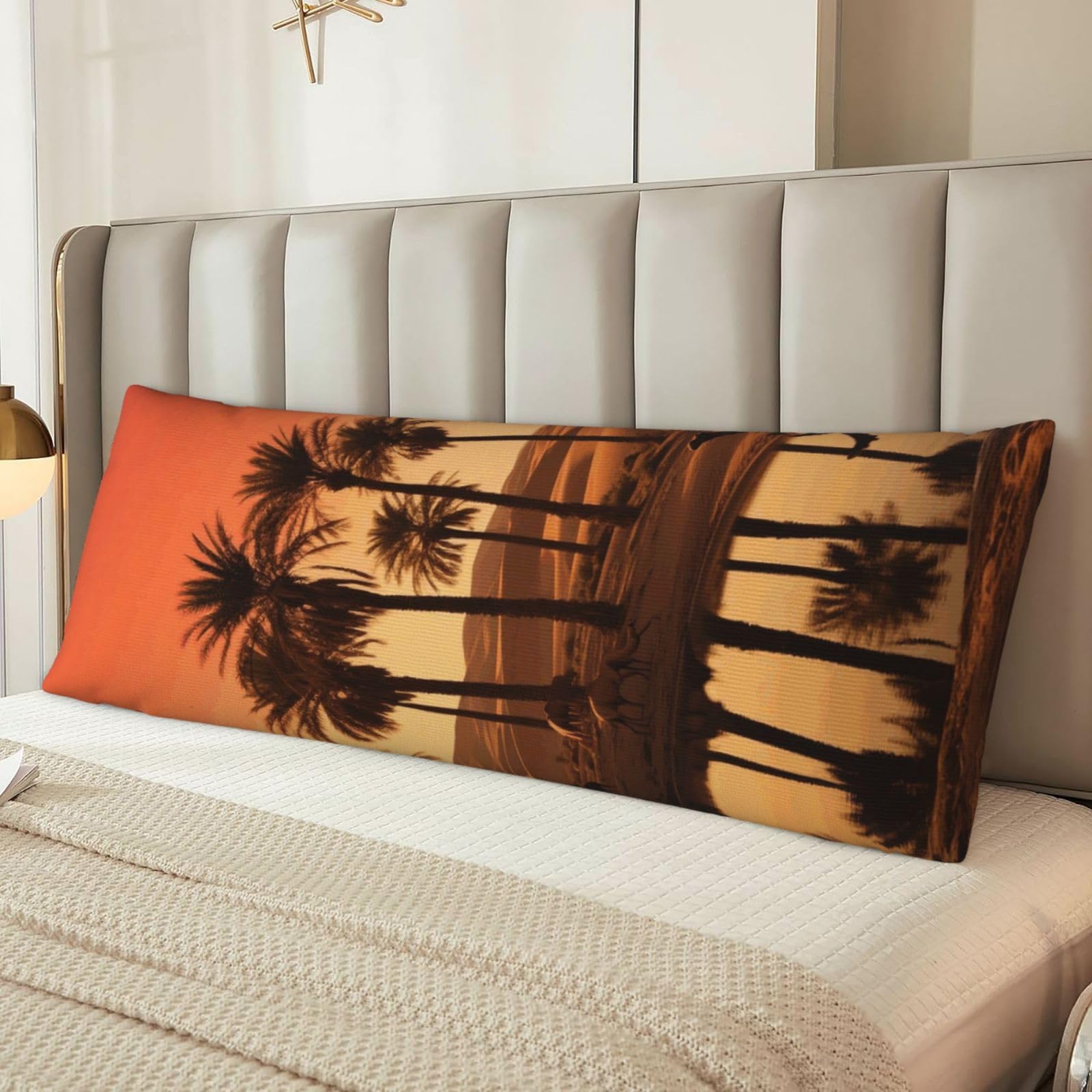 Plam Tree and Sunset Body Pillow Cover with Hidden Zipper 54"X20",Ultra Soft Microfiber Long Pillow Case Decorative Bedding Pillowcase Cushion Cover Cases for Bedroom Couch Sofa,Home Gifts