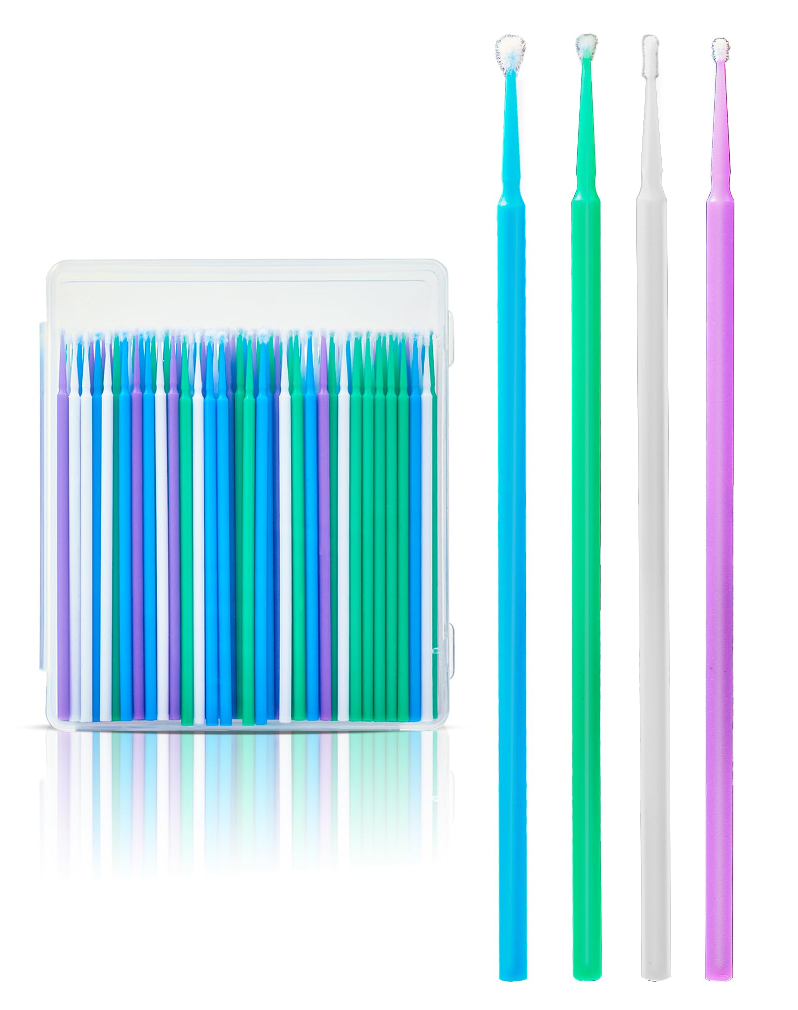 LAOYE Aplikatory do lakieru samochodowego, 200 sztuk, drobne pędzle do lakieru, 4 rozmiary 1,0 mm, 1,5 mm, 2,0 mm, 2,5 mm, aplikatory do retuszu lakieru samochodowego - 2 opakowania pędzli do naprawy