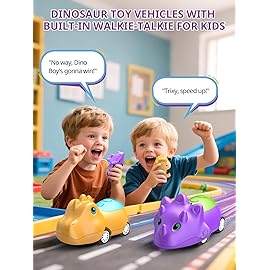 Inspireyes Dinosaur Walkie Talkies for Kids Rechargeable, Dino Toy Cars for Boys & Girls Ages 3-7, Crystal-Clear Audio, 48 Hours of Play, Fun Indoor & Backyard, Birthday Gift for Toddler, 2 Pack