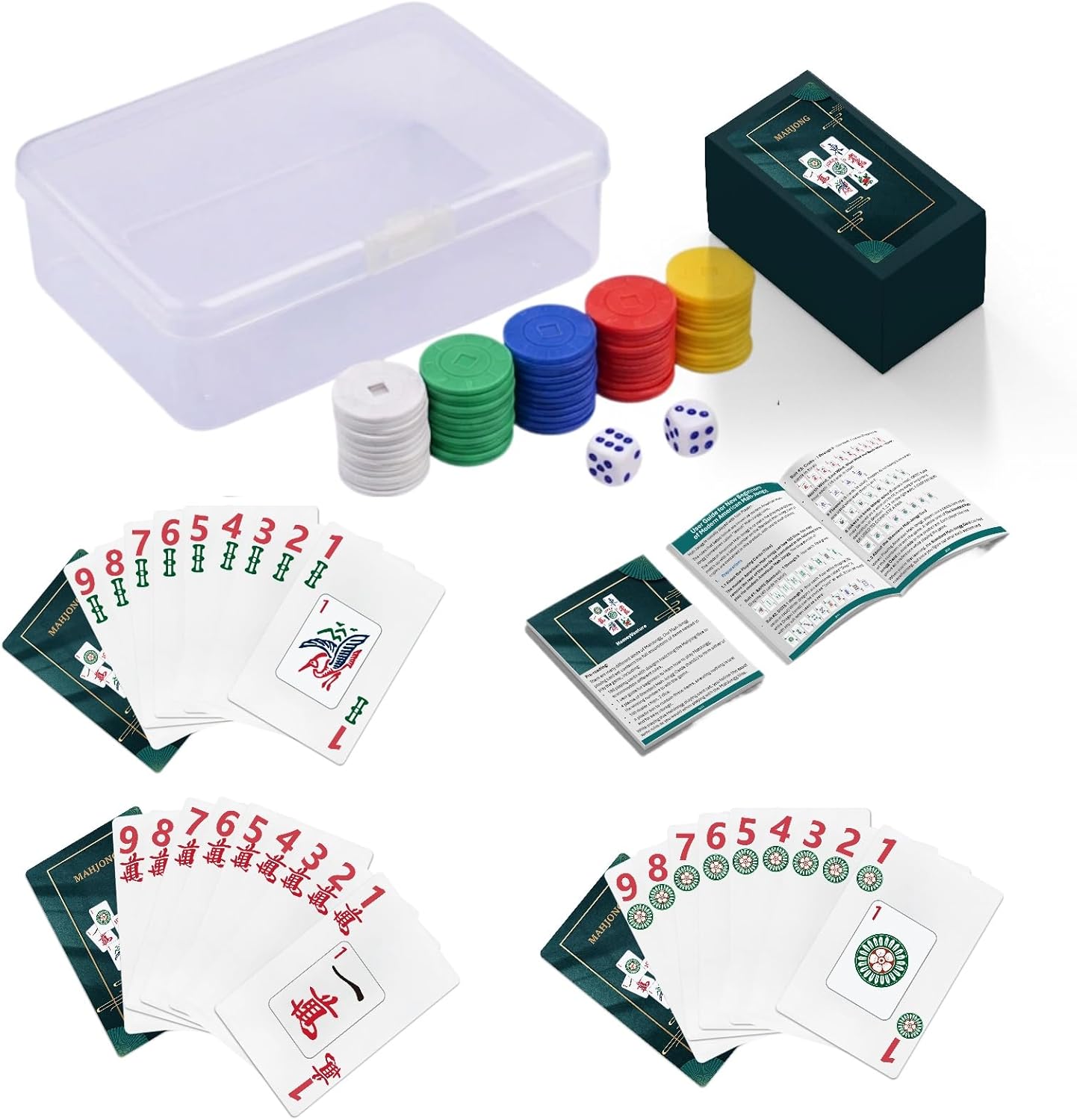 Mahjong Set Card Game, Mahjong Card, Waterproof Gift Poker Game Mahjong Tile Set, 麻将