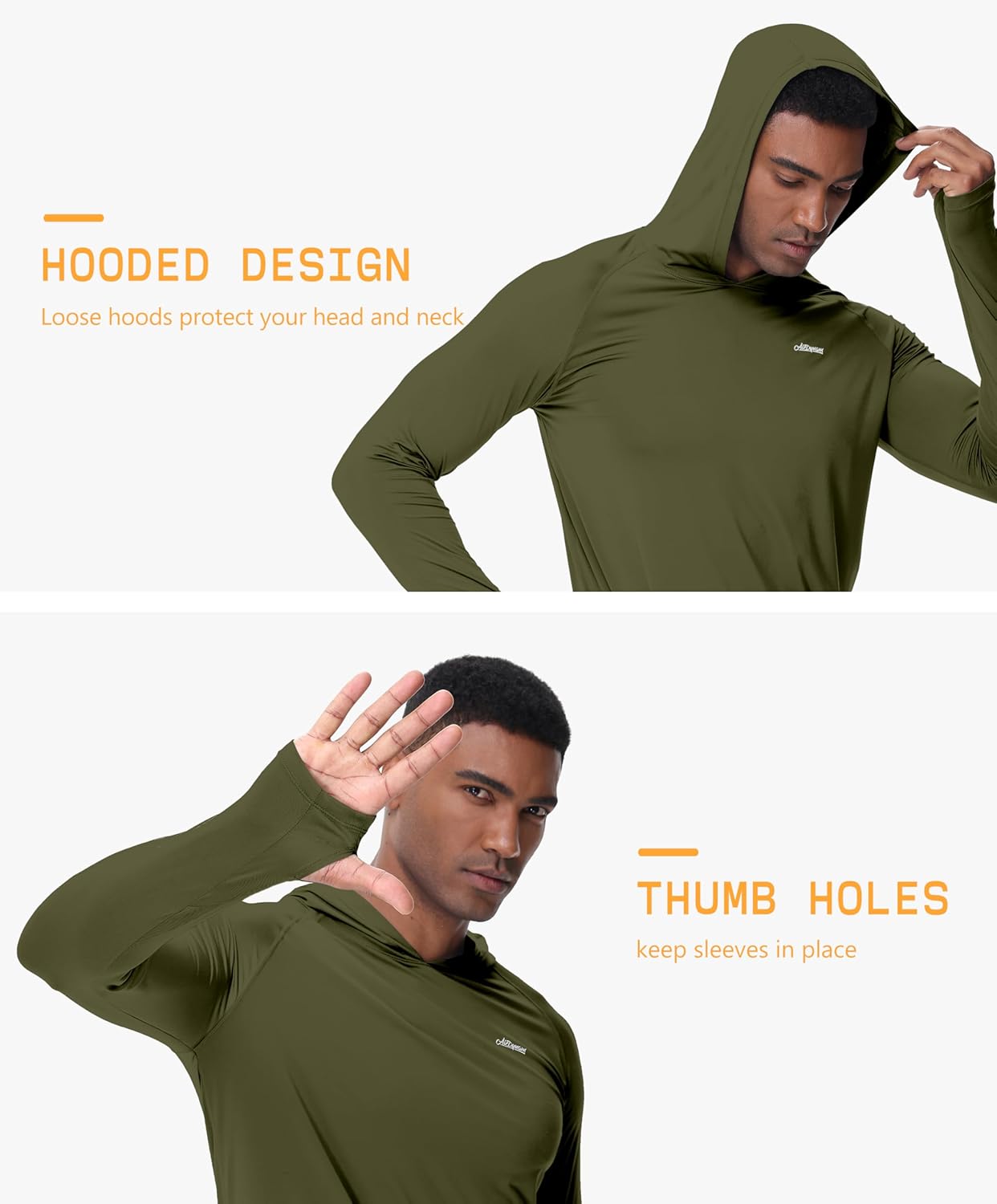 Men’s UV Sun Hoodie Athletic Fishing Shirts Ultra Lighweight Long Sleeve Quick Dry for Hiking Running Workout - Image 5