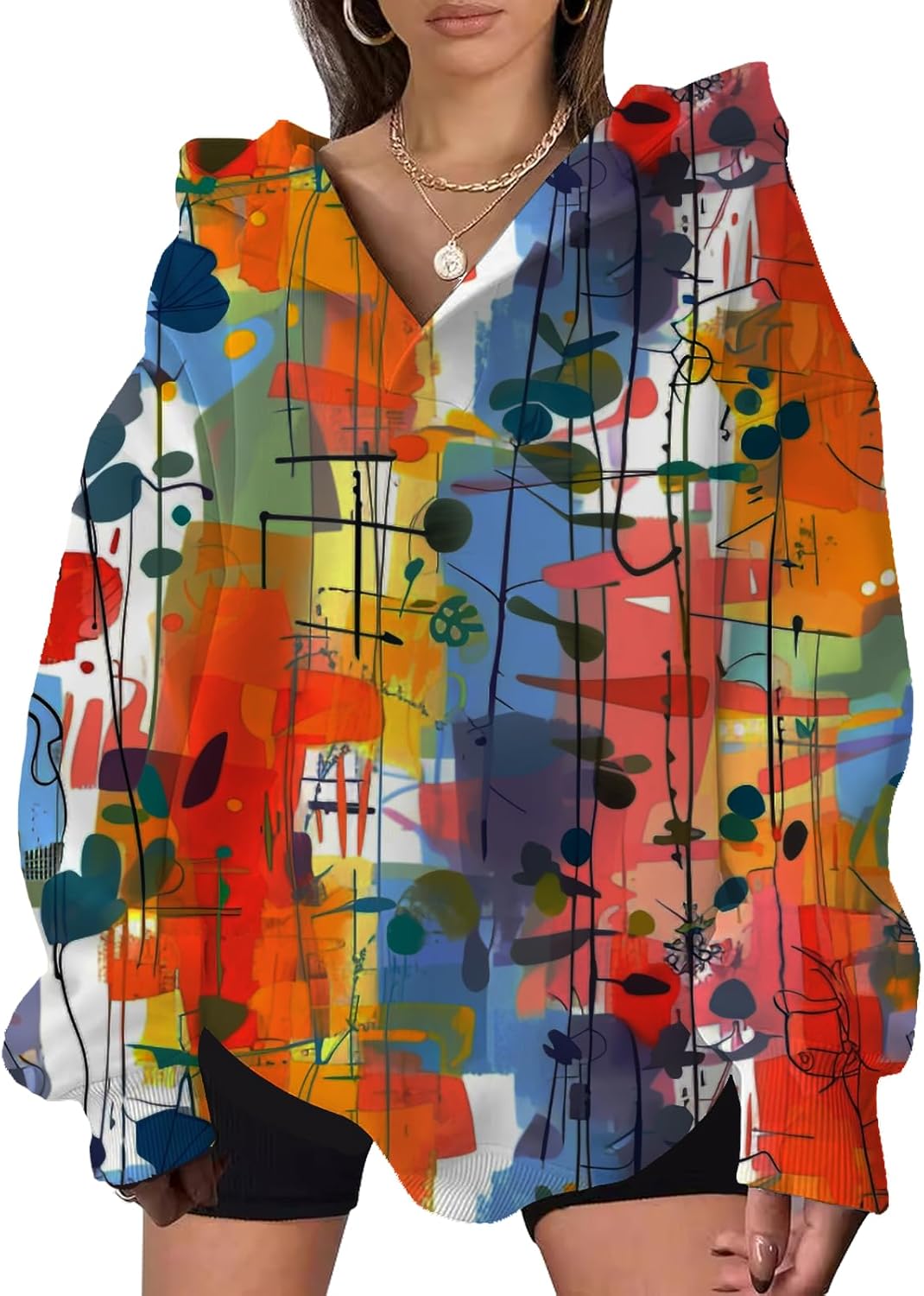 Graphic Hoodies for Women Trendy Oversized Long Sleeve Hooded Sweatshirt Comfy Work...