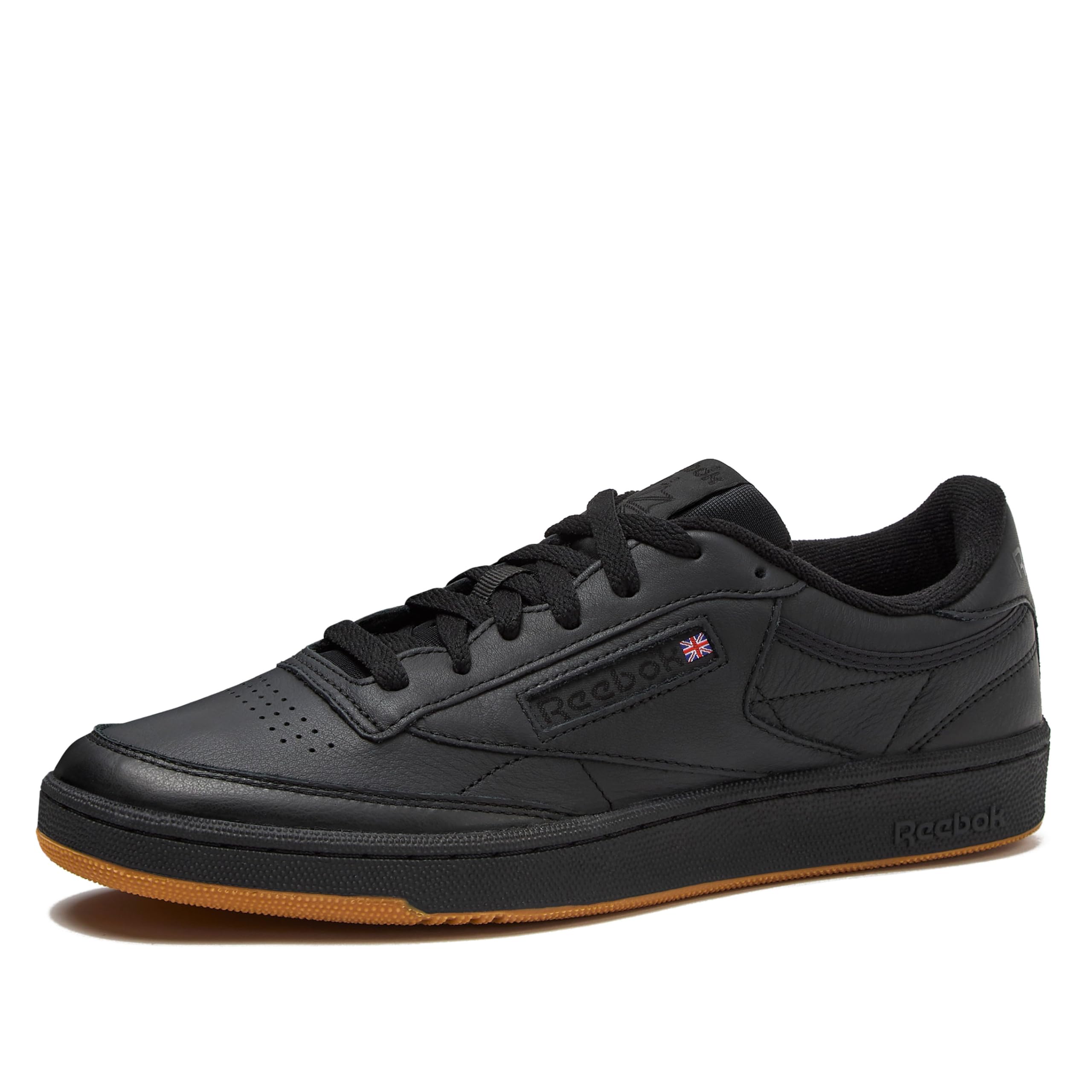Reebok Club C 85 Herren-Tennisschuhe, lässig, modisch, weiße Sneaker für Herren, Schwarz/Schwarz/Gum, 12