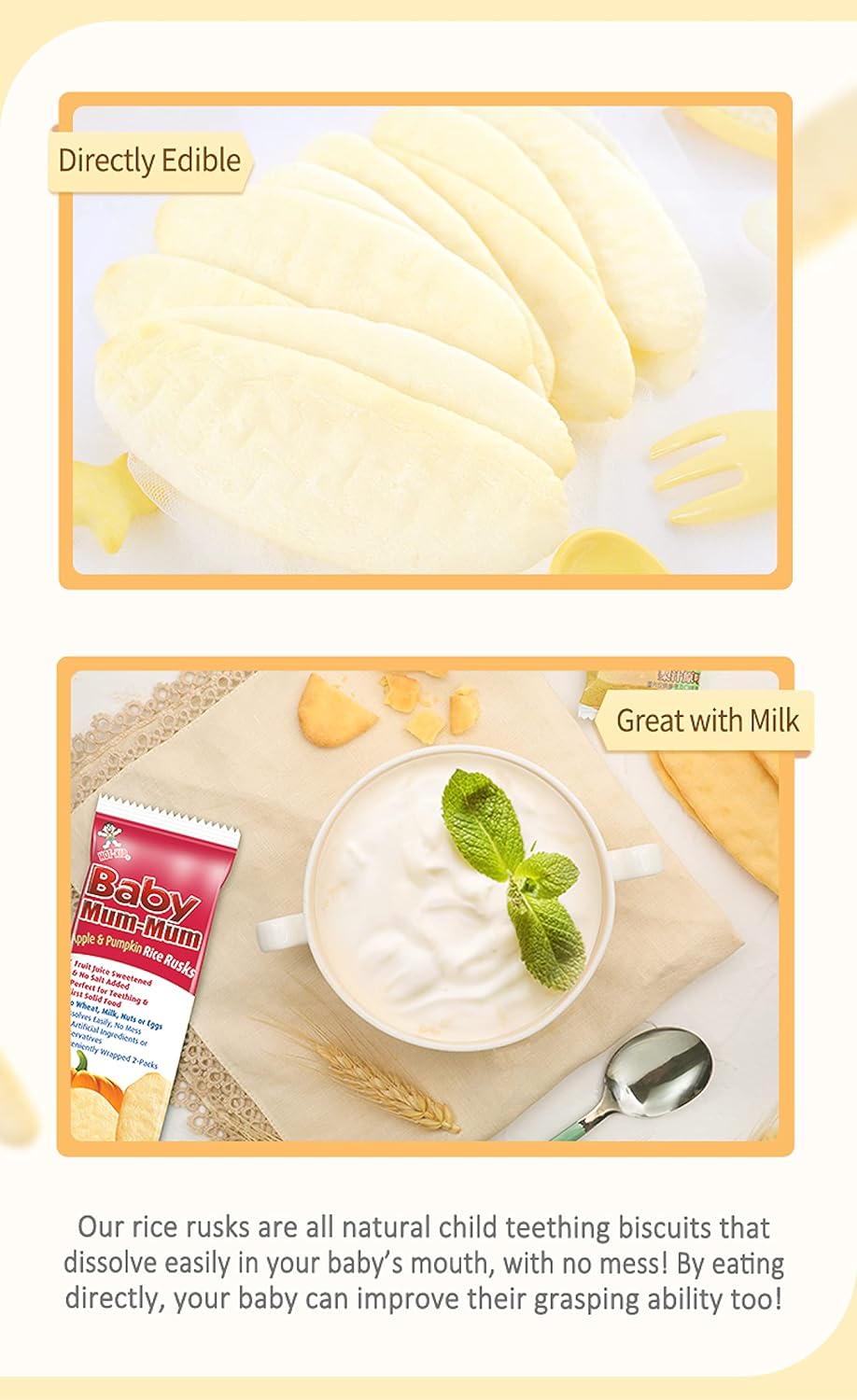 Hot-Kid Baby Mum-Mum Rice Rusks, Organic Blueberry & Goji, 24 Pieces (Pack of 6)