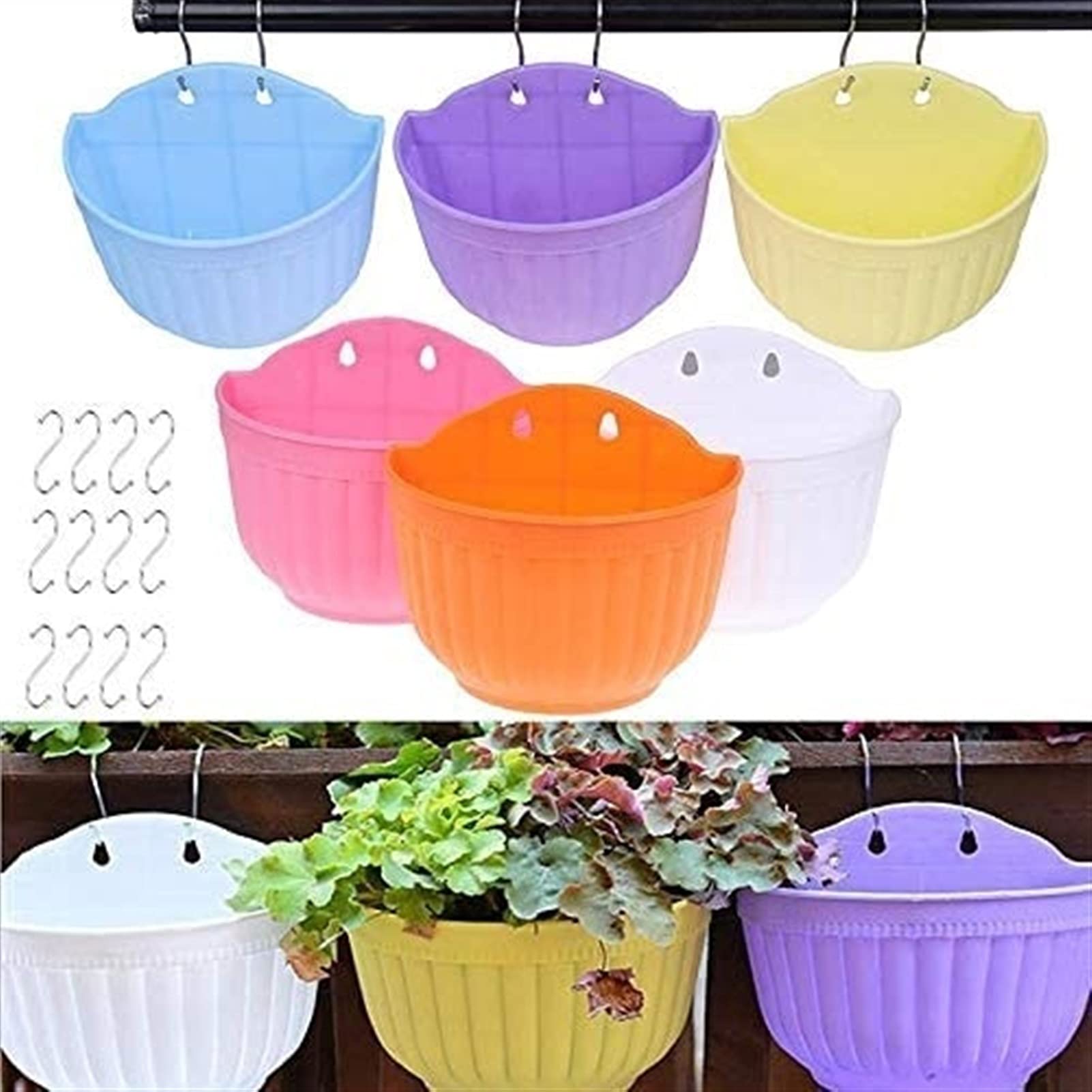 Suspension de fleur pot de fleur balcon suspendu extérieur multicolore, lot de 6