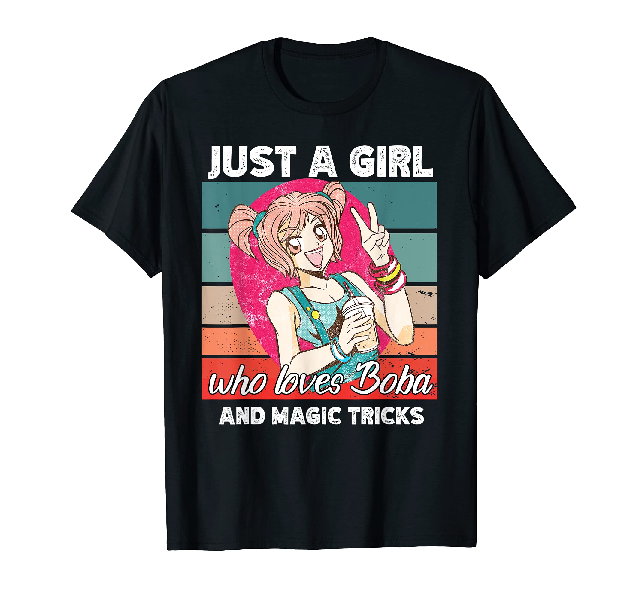 Just a girl who loves boba and Magic tricks kawaii T-Shirt, Black