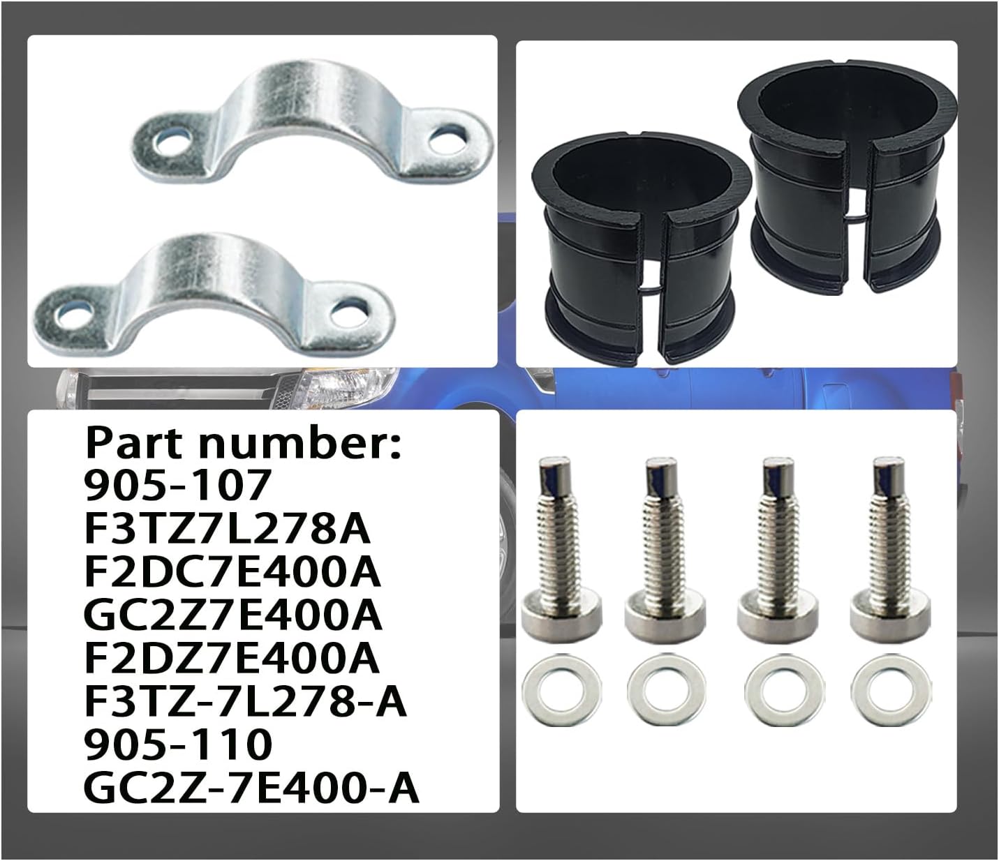 83244 Shift Indicator Cable Bracket 905-107 F3TZ7L278A 905-110 F3TZ7L278A Shift Tube Bushings Shifter Clamps Compatible with Ford F150 F250 F350 E150 E250 E350 Excursion Explorer Ranger
