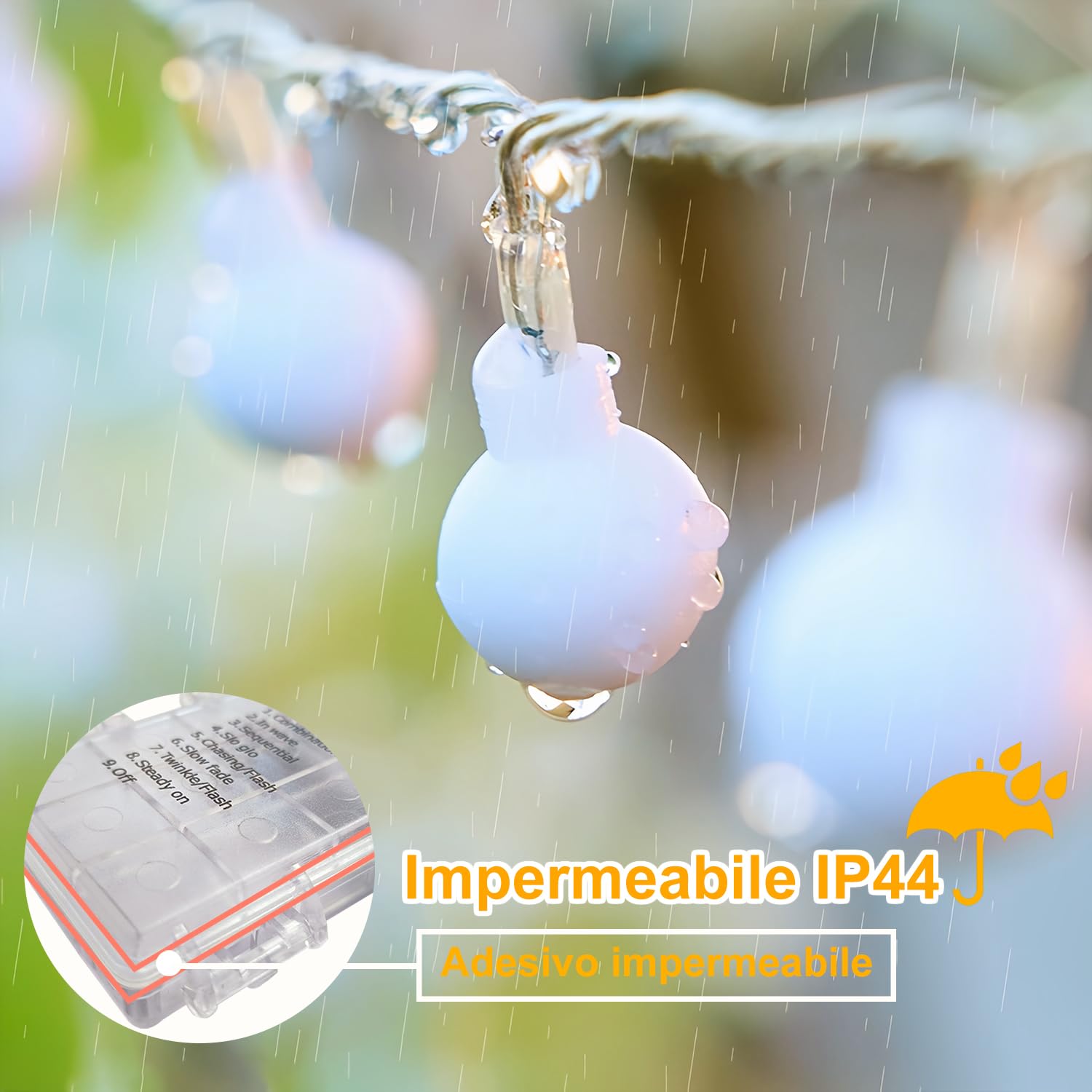 Catena Luminosa 12M 100 LED A Batteria/USB - Luci Decorative Per Esterni E Interni Con Telecomando E Timer