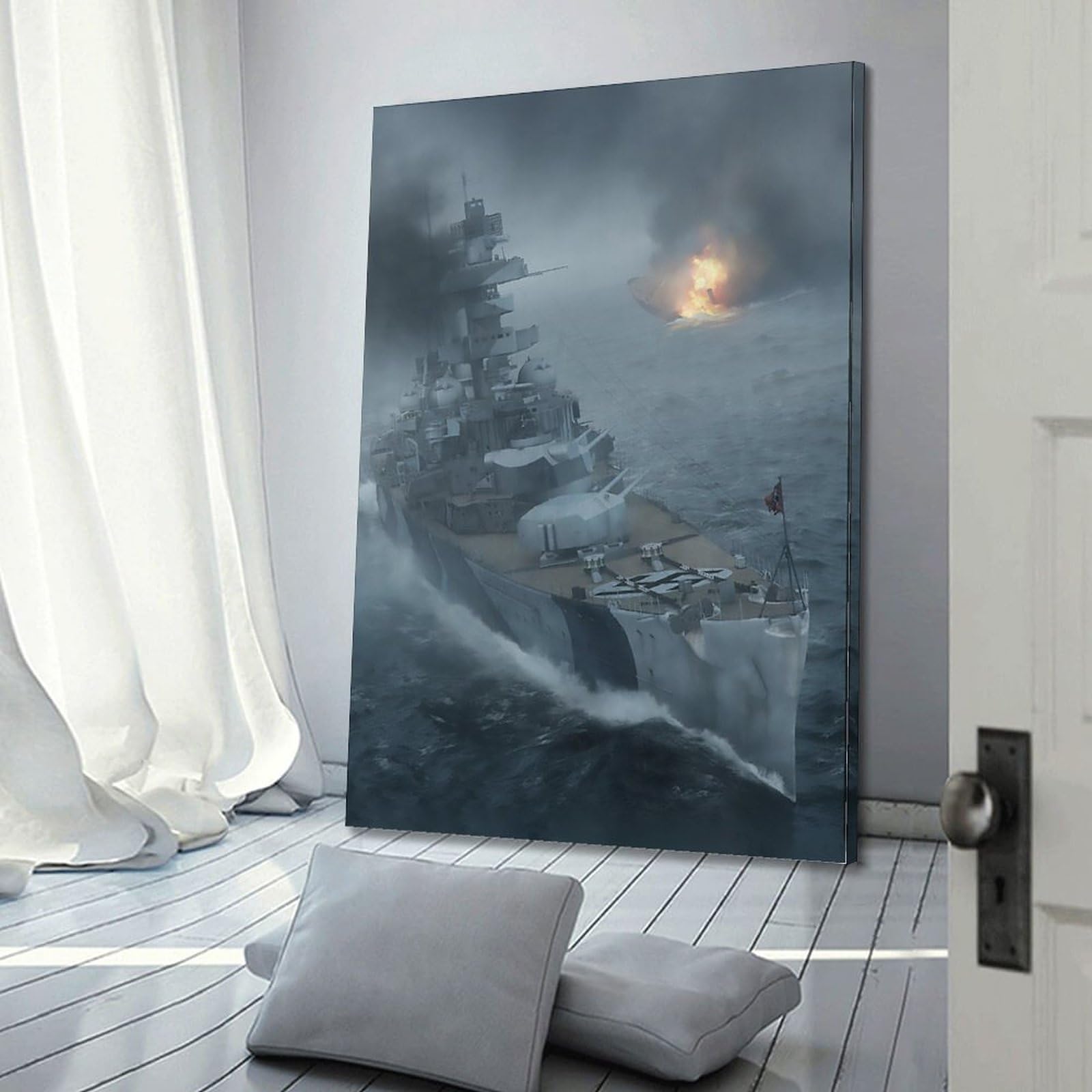 JONZA Kriegsposter Admiral Hipper Battleship Sink The Enemy dekoratives Gemälde Leinwand Wand und Kunstbild Familienschlafzimmer 50 x 75 cm