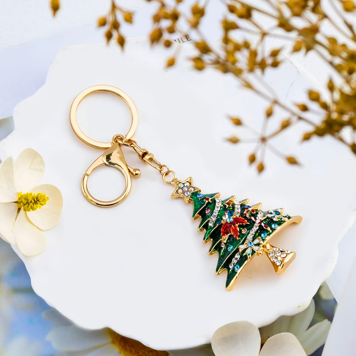 Christmas Tree Keychain Rhinestone Keychains Christmas Purse Charms For Women Girls Friends Merry Christmas Birthday Purses Charms For Handbags - Image 8