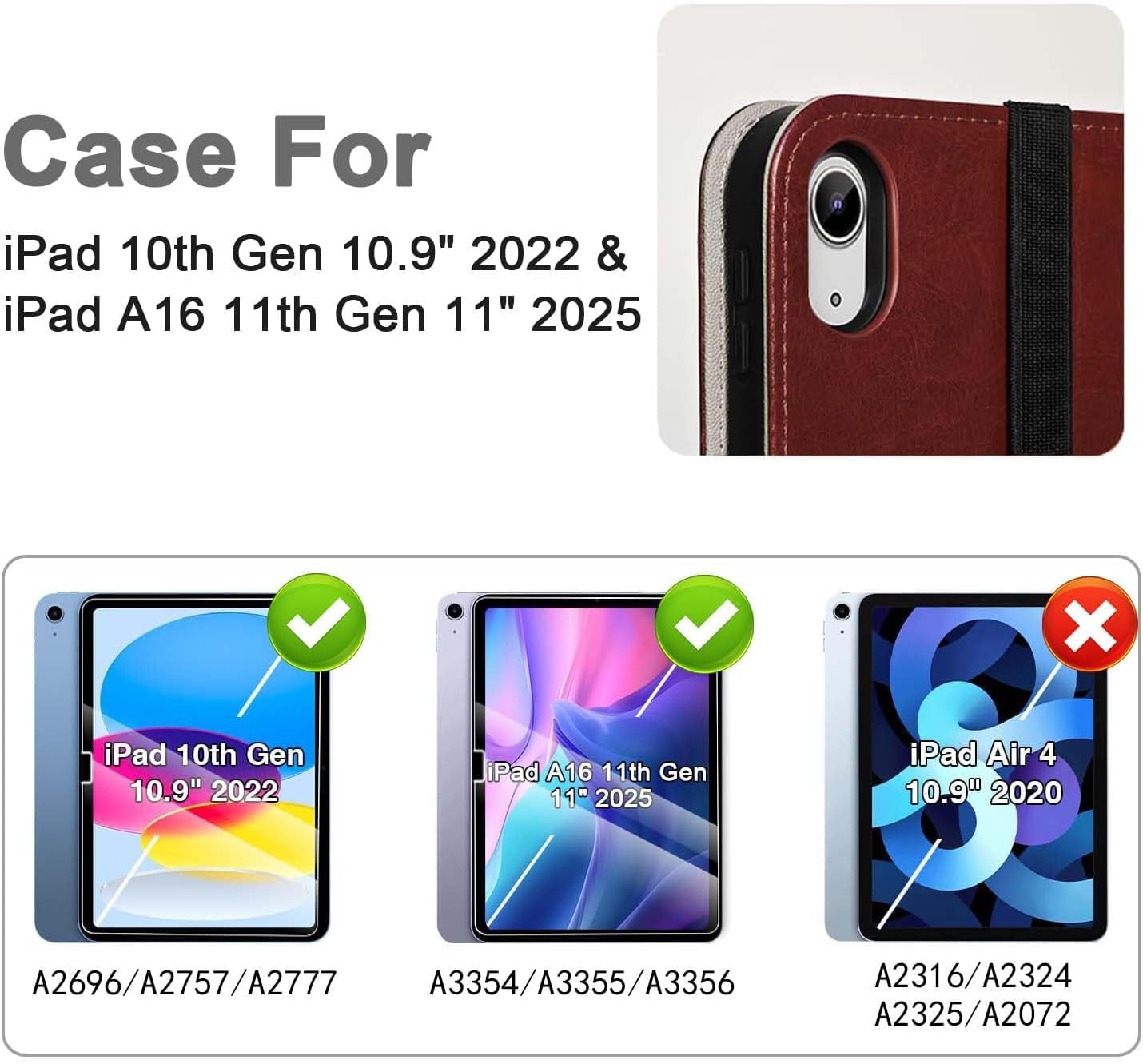 Case for iPad 10th/11th Generation 10.9" 2022/11" 2025 A16, Brown image 2