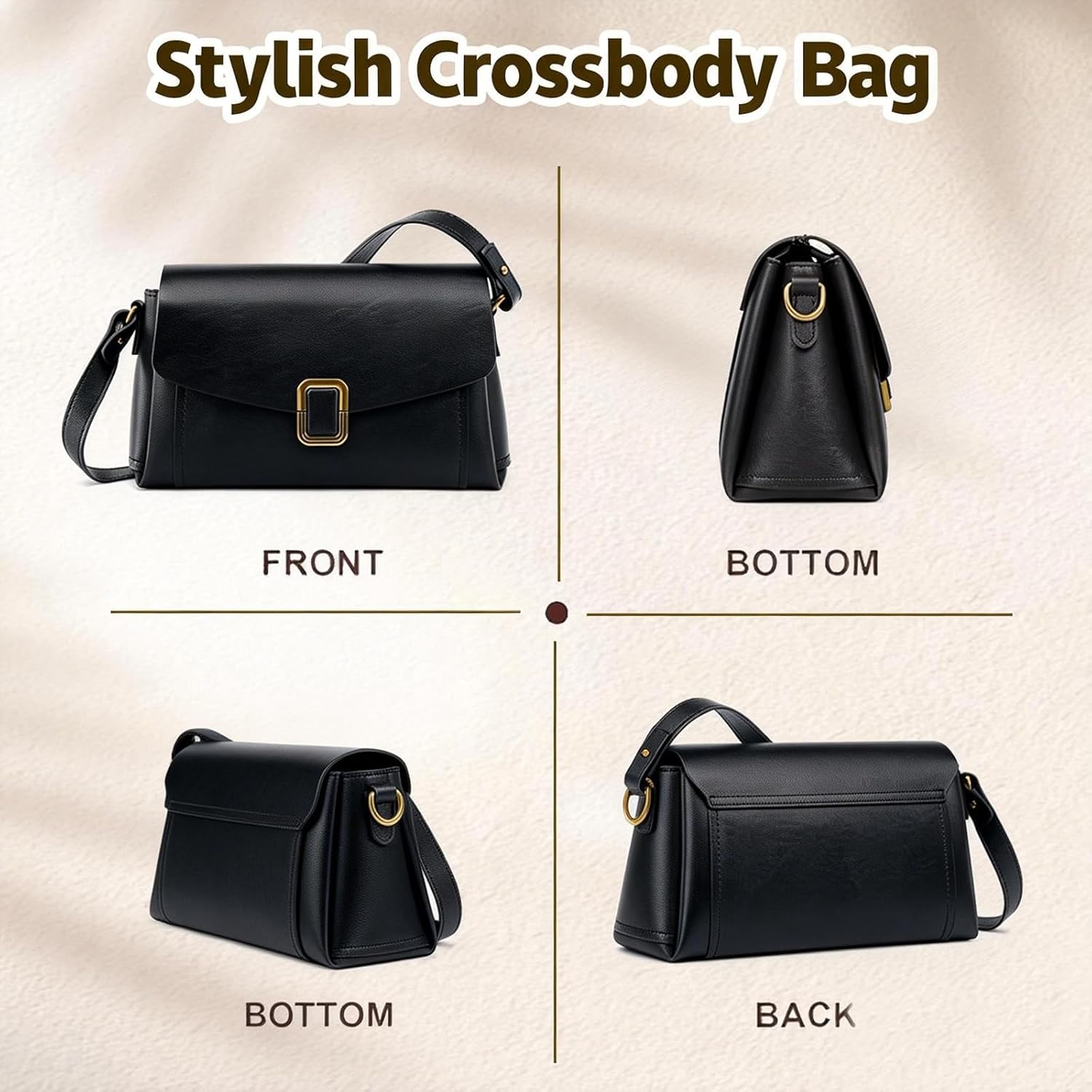 Genuine Leather Shoulder Bags for Women, Removable Satchel Adjustable Genuine leather crossbody purse - Image 5