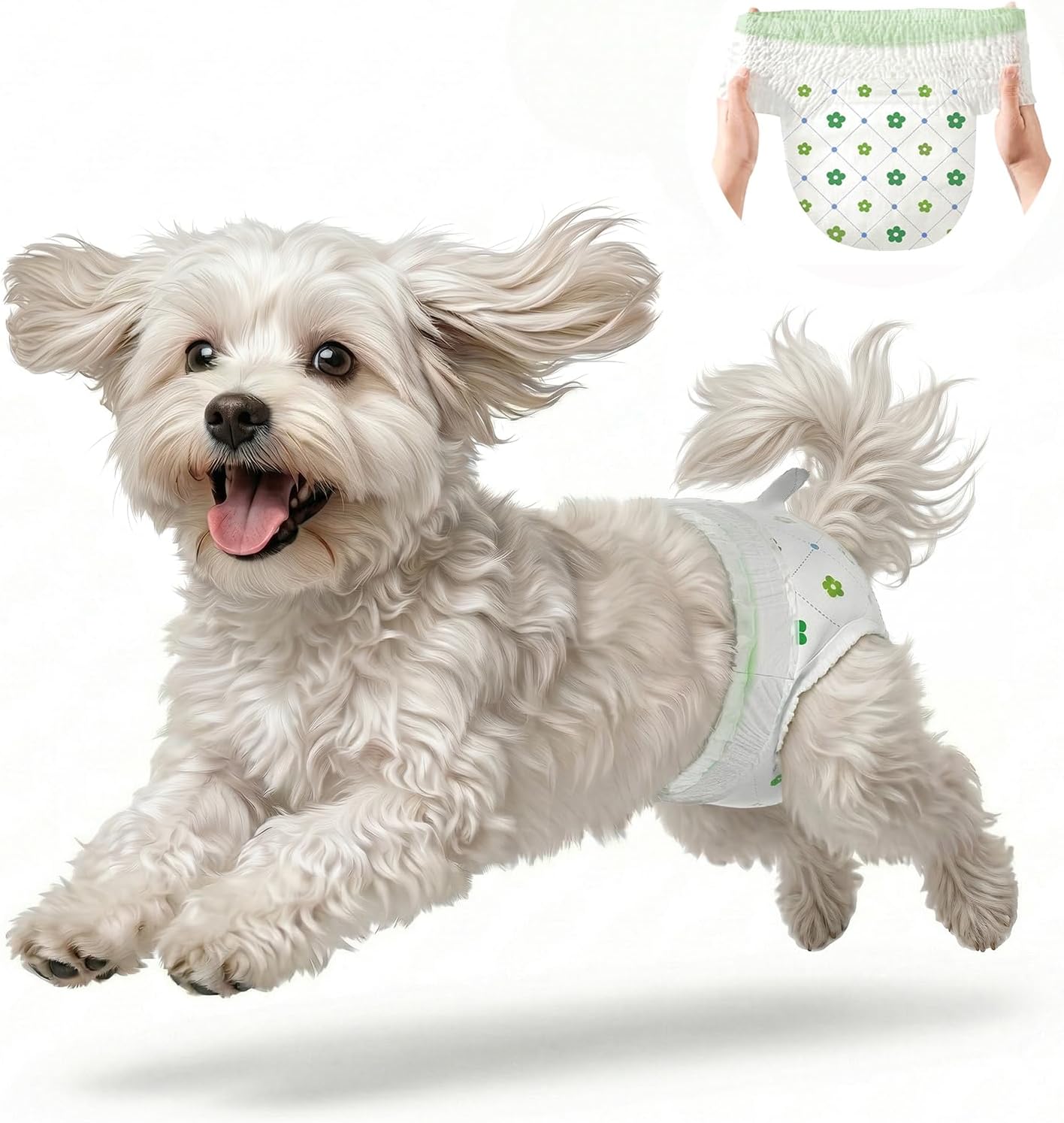 Ambreview Dog Diapers Female Disposable, 360° Pull it Up Stretch Waist & No Velcro Design, Leak-Proof & Absorbent Puppy Diapers for Female Dogs in Heat/Incontinence, XL 30 Count