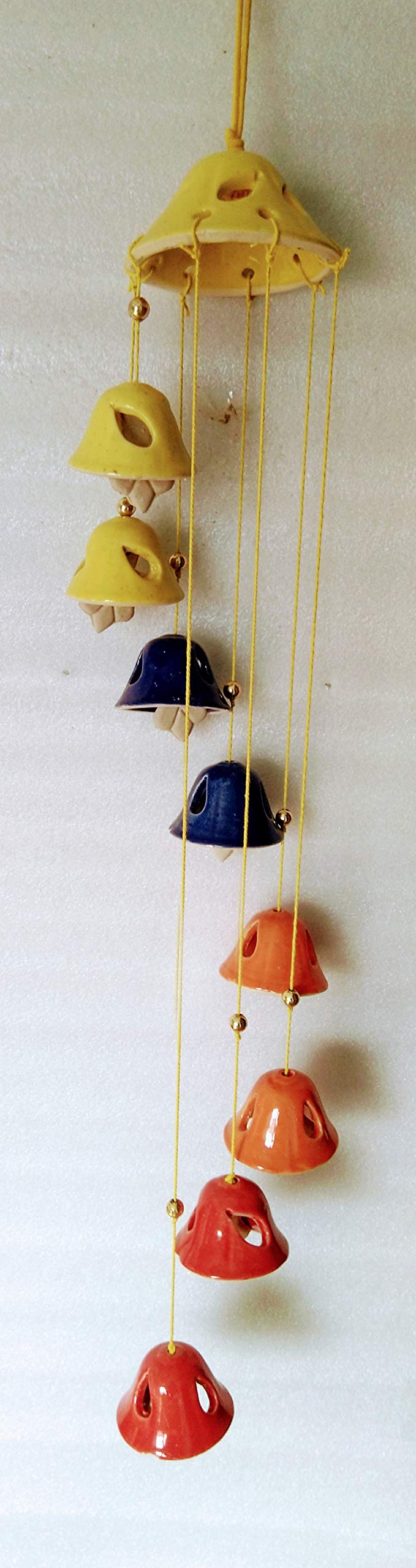 Dilli Haat Melodious Sound Ceramic Bell Wind Chime with 8 Bells (Yellow)-image-37