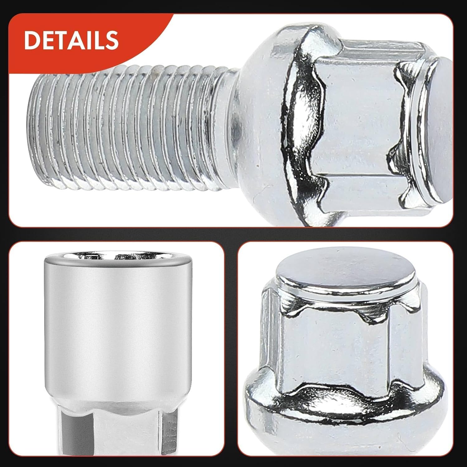 A-Premium 4-PC M14-1.5 Wheel Studs W/Socket Key Compatible with Audi A4, A4 allroad, A4 Quattro, Q5, Q7, A5, A5 Quattro, A5 Sportback, A6, A6 Quattro, A3, A3 e-tron & More - 24 mm Shank, 51 mm Thread