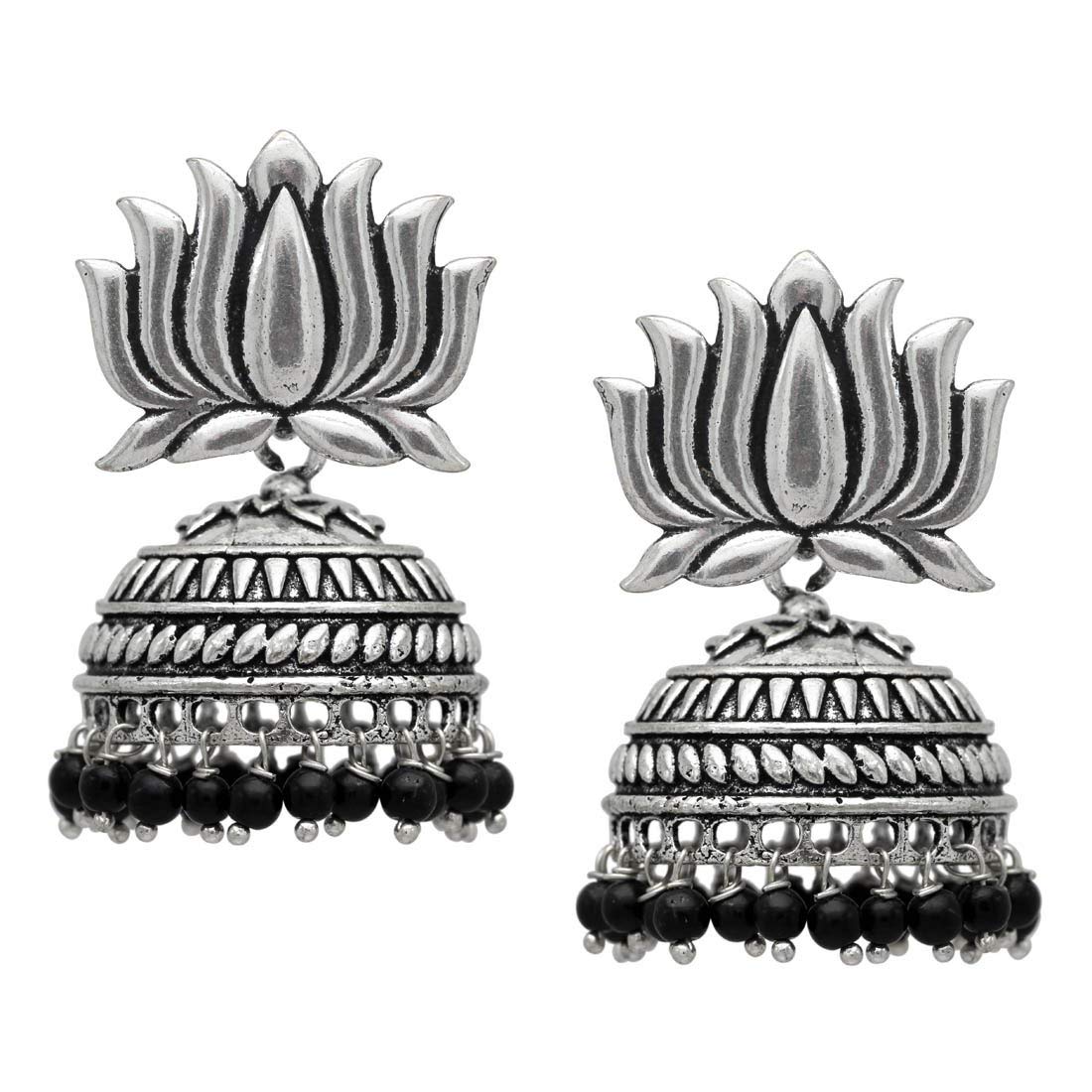 Zukhruf Tribal Collection Oxidized Silver and Crystal Jhumki Earrings for Women & Girls, Silver (B07THC75WC) Amazon Price History, Amazon Price Tracker