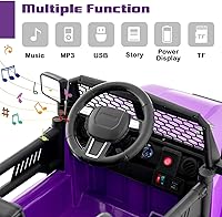 Vista 22 de OLAKIDS Camión de paseo para niños, vehículo eléctrico de 12 V con control remoto, juguete a batería para niños pequeños con 2 velocidades