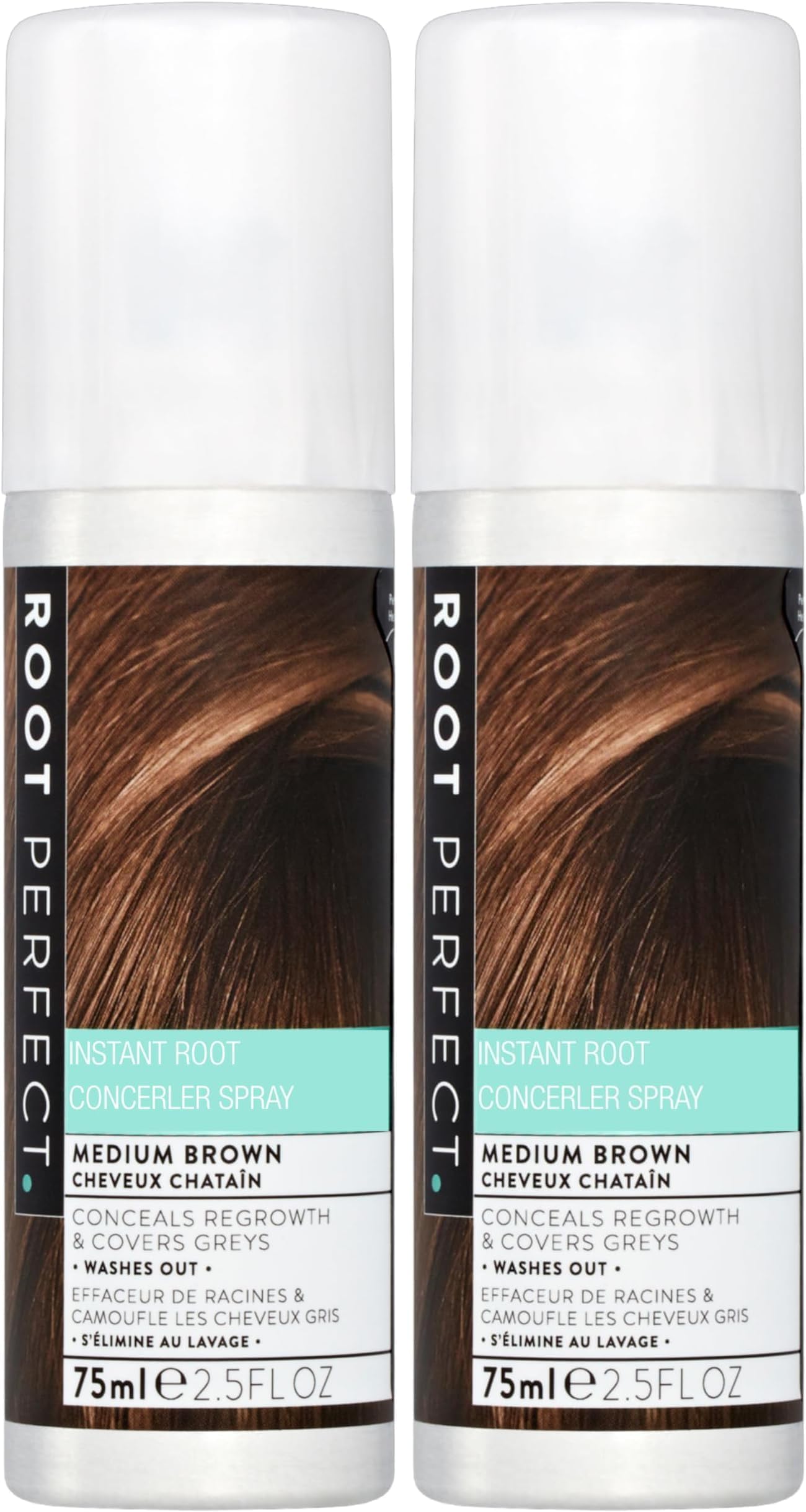 ROOT PERFECT Hair Concealer Spray, Medium Brown, 75ml (Pack of 2)