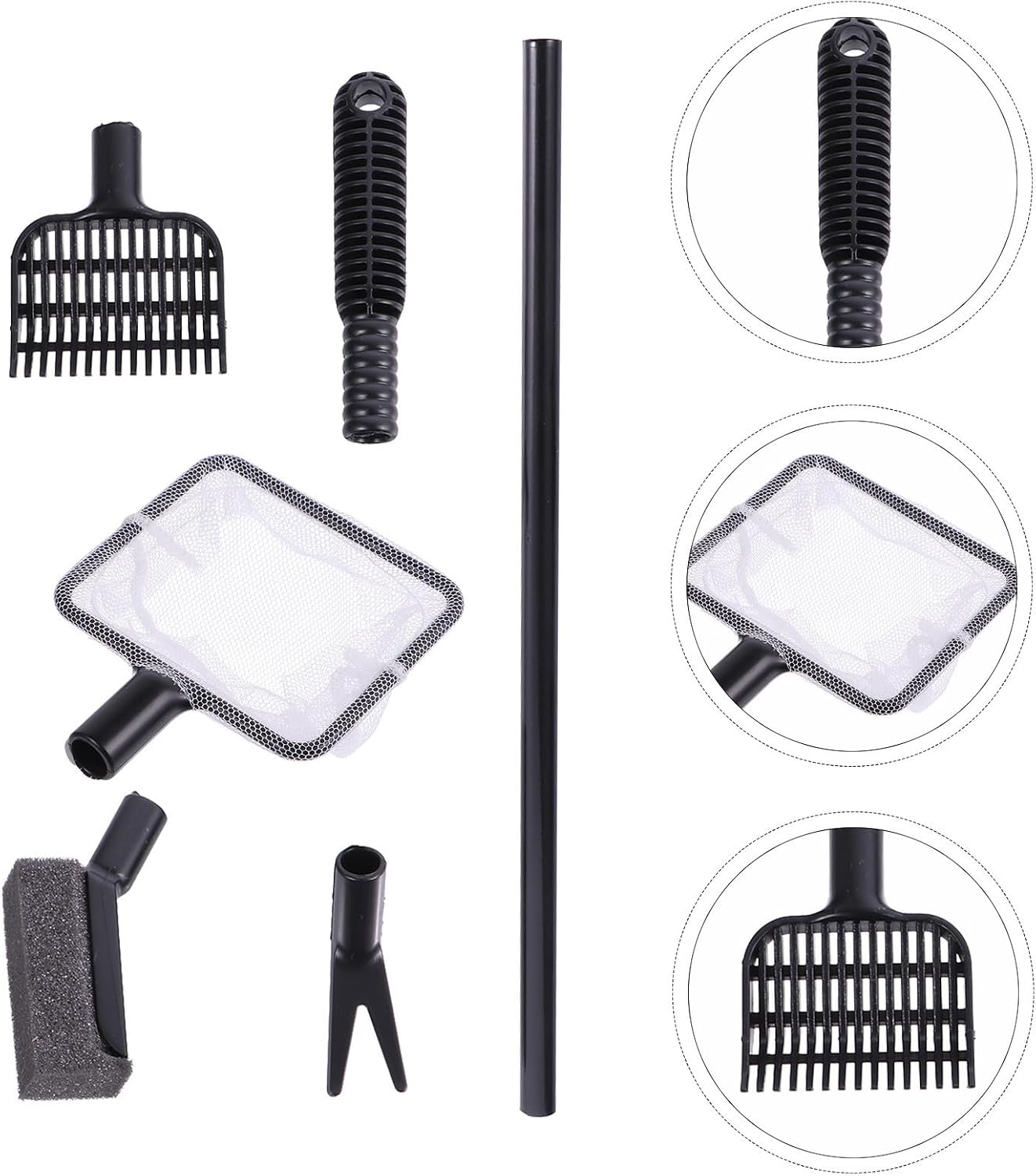 Aquarium Cleaning Brush with Replaceable Head and Scraper Black Abs | Removable Design, for Glass Jars and Aquarium Surfaces, Practical Cleaning Tool Set for Fish Farmers