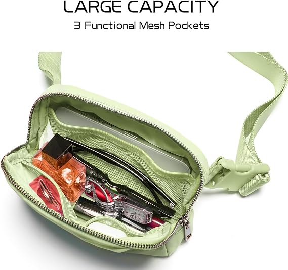 Belt Bag for Women Fanny Pack Crossbody Bags for Women Fashion Waist Packs with Adjustable Strap Gifts for Teen Girls (Light Green)