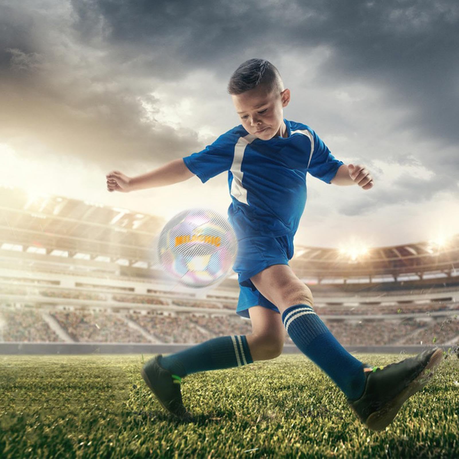Pallone da Calcio Riflettente Illuminato, Pallone da Calcio | Luminoso per Bambini, Palloni da Calcio Luminosi Riflettenti Portatili, palloni da Calcio Luminosi per Adulti, Ragazze, Bambi