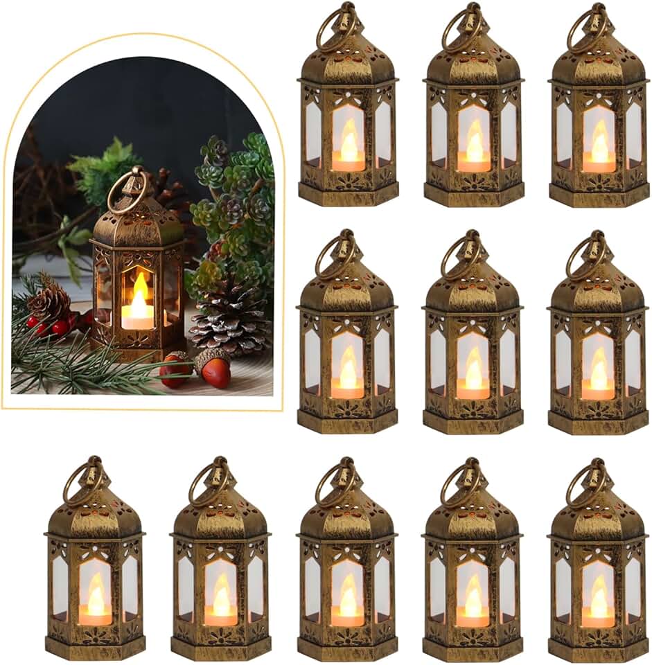 Mini Vintage Brown LED Lanterns