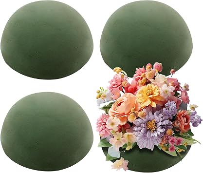 Hoypeyfiy 4Pcs 5.51 x 2.76 Inch Half Ball Floral Dry Foam, Green Round Foam Blocks for Artificial Flower Arrangement, DIY Craft, Wedding Birthday Centerpiece Decorations