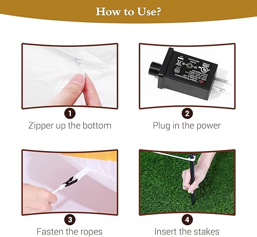 Miniatura 8 de Lewondr - Inflables, decoraciones de patio de Navidad inflables con luz led integrada, impermeable, decoración de Navidad para camión rojo, para