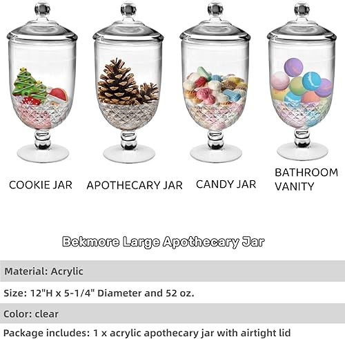 Miniatura 3 de Tarro de boticario grande con tapa hermética en acrílico de alta calidad, decorativo para bodas, bufé de dulces, resistente a roturas y sin BPA, 52