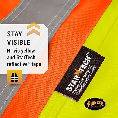 Miniatura 3 de Pioneer Pantalones de seguridad acolchados de alta visibilidad, impermeables, resistentes al viento, con tirantes ajustables, cinta reflectante,