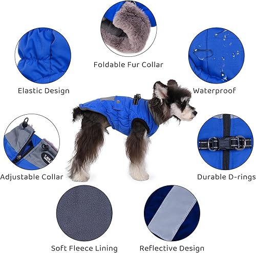 Miniatura 2 de Norbi Abrigo de invierno para perro, abrigo cálido para perro, abrigo reflectante ajustable para perro, impermeable, cuello alto con forro cálido,