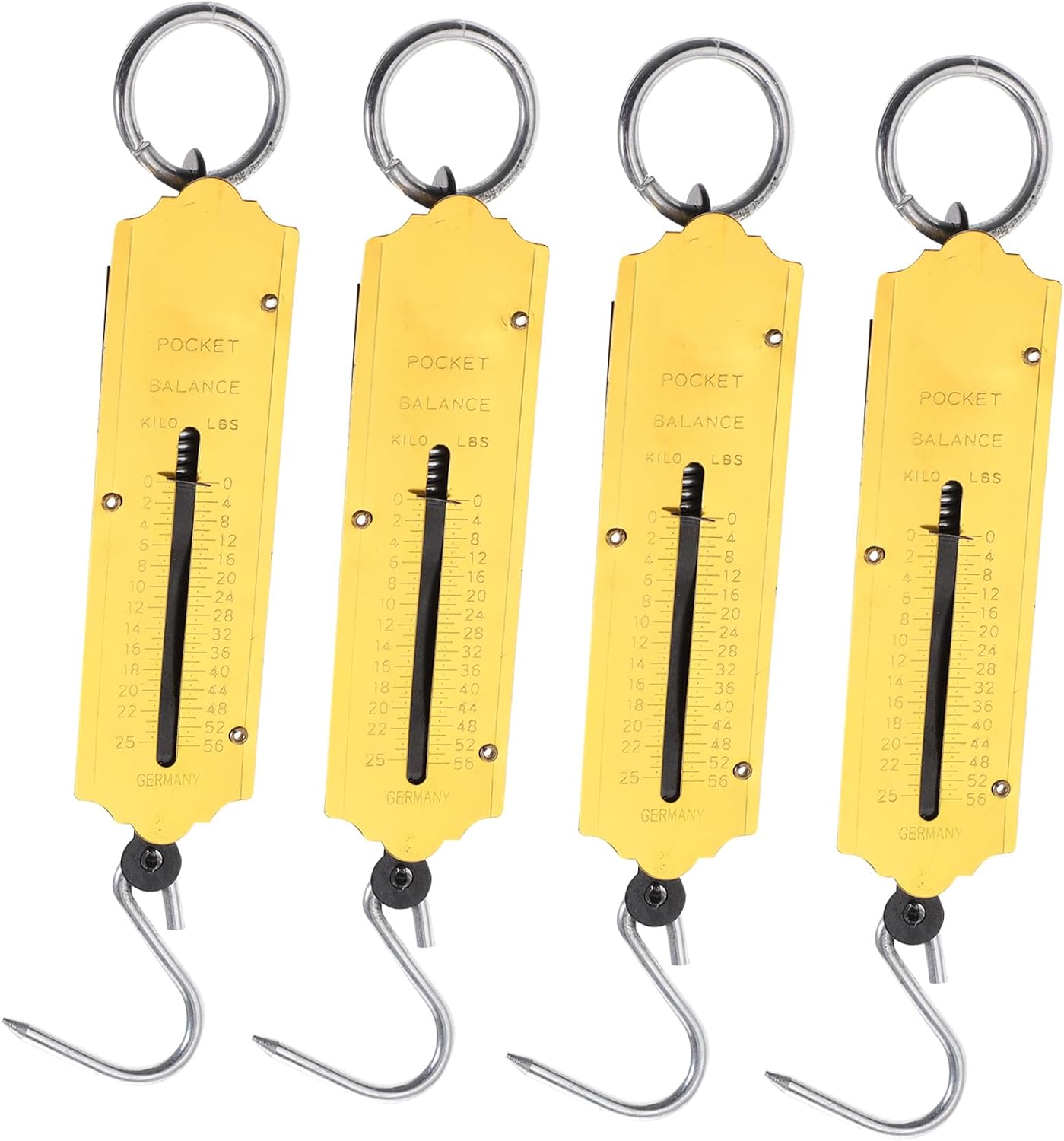 4pcs Portable Hook Spring Scale Iron Weight Measurement Tool for Home Kitchen and Fishing No Battery Required Easy to Use