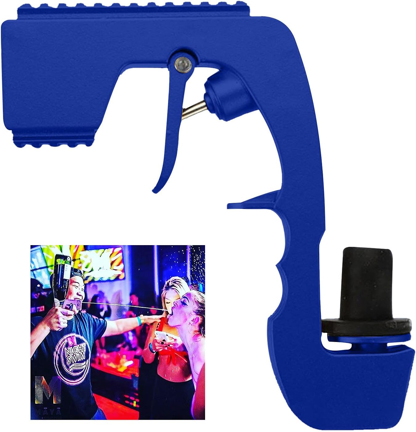 泡立て屋シャンパン銃の噴霧器 ワインストッパーシャンパンワインディスペンサー 誕生日お祝いのための調節可能なワインストッパー結婚式 ブルー パーティーナイトクラブバーツール陽気なブラスター ストア