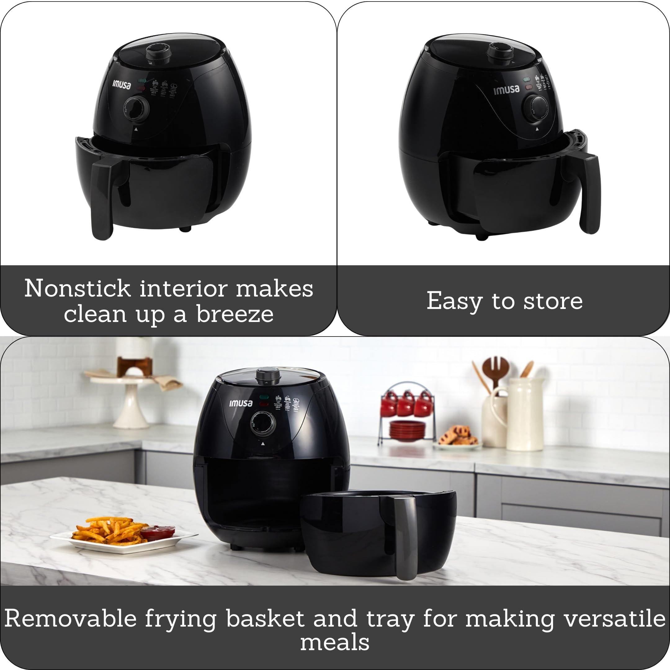 IMUSA 3.3qt Electric Air Fryer, Black
