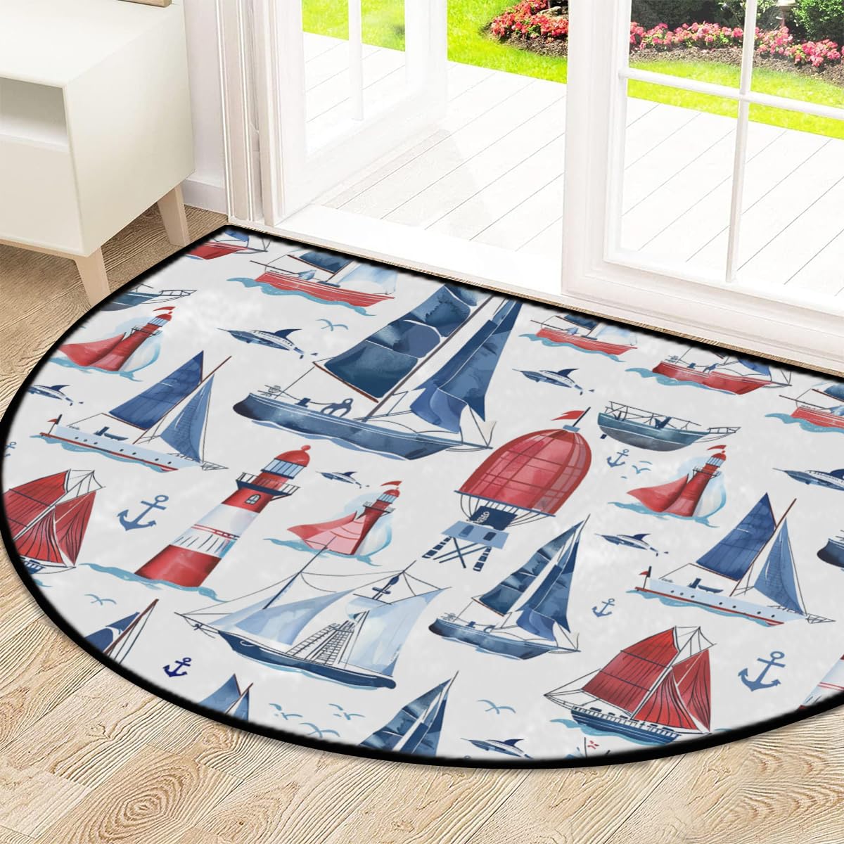 Mexpekil Tapis de porte demi-lune en demi-lune pour intérieur et extérieur, antidérapant, lavable, tapis de sol demi-rond, absorbant la saleté, 100 x 160 cm