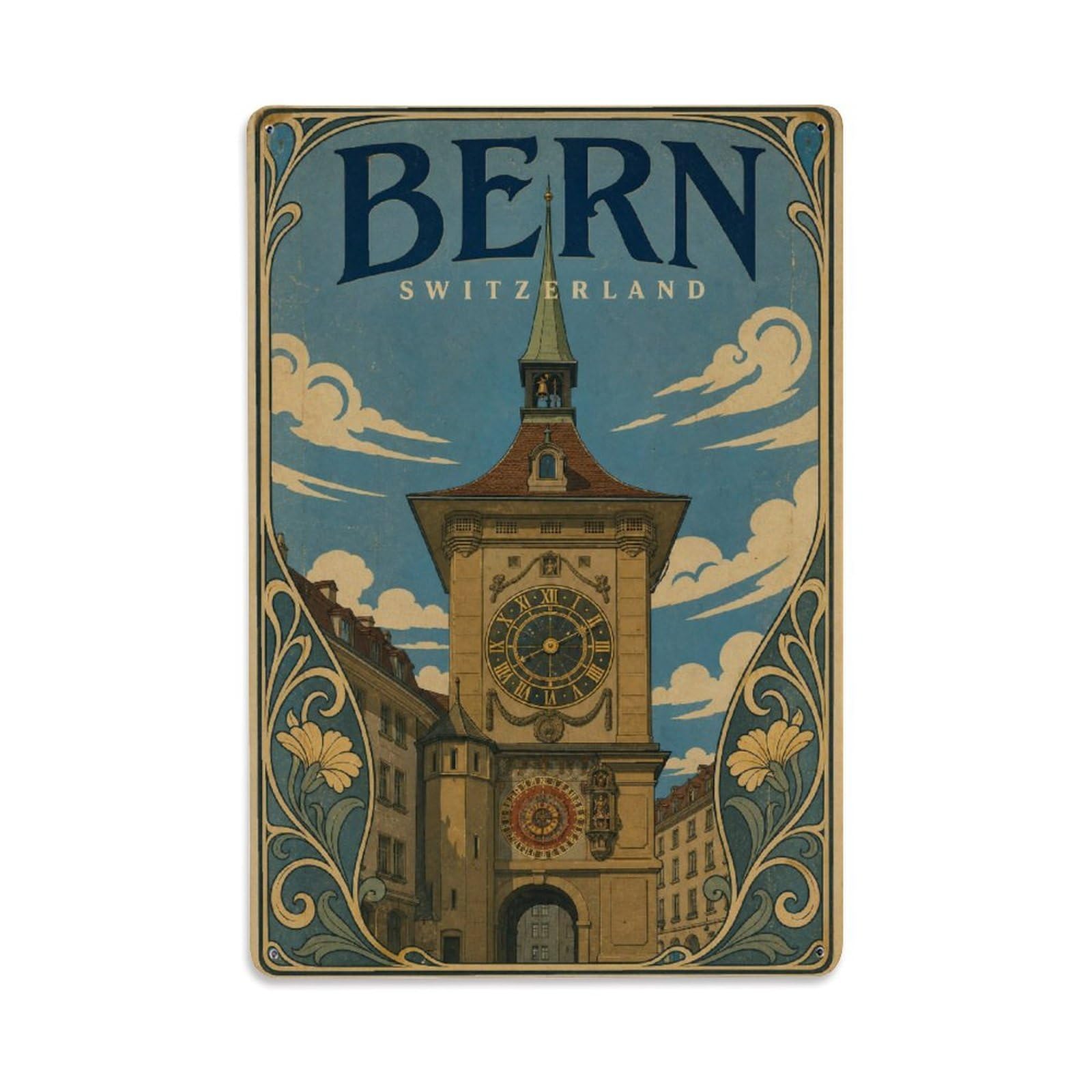 Vintage Travel Switzerland Bern Metal Tin Sign
