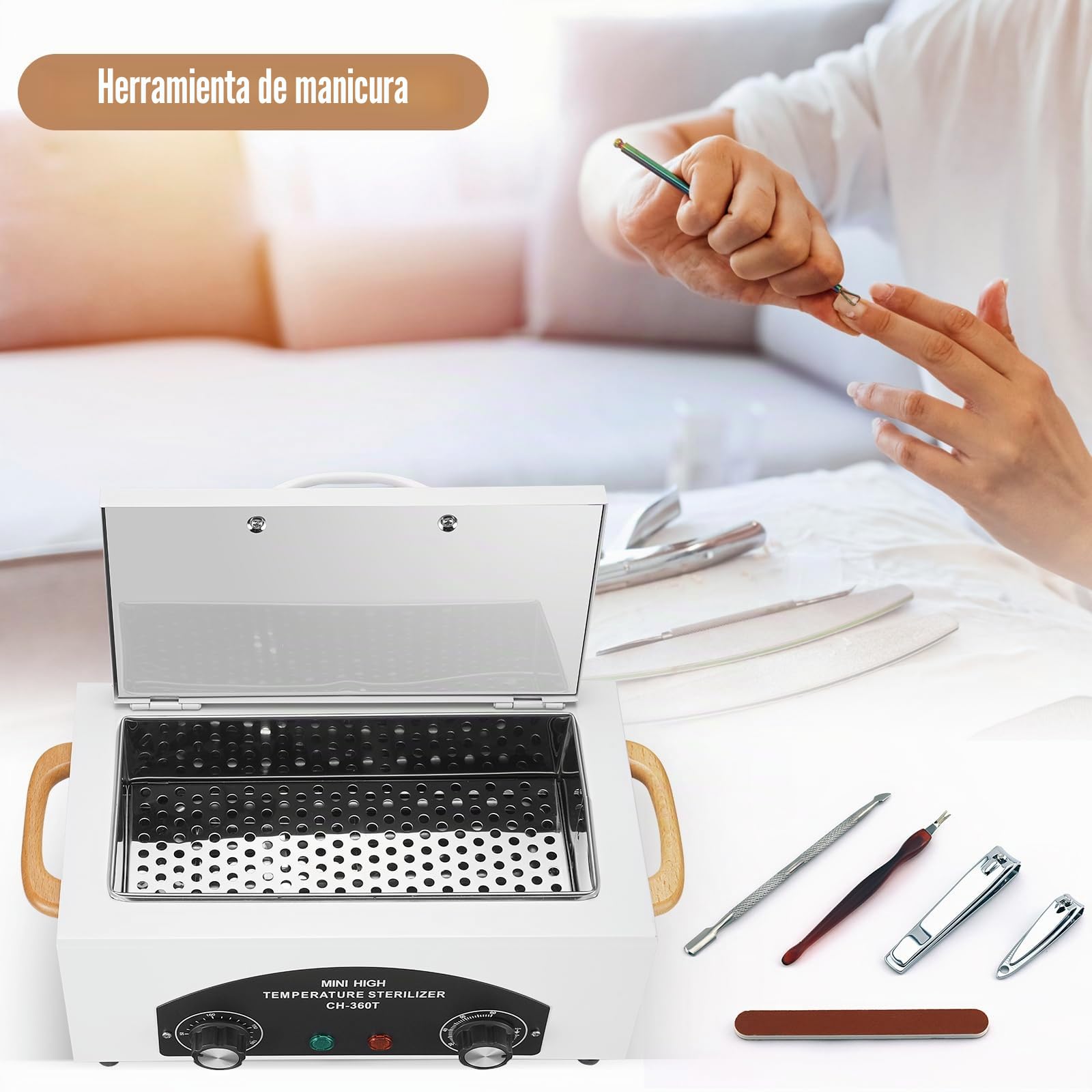 Máquina de autoclave de esterilizador de alta temperatura 110V 300W Herramienta de uñas esterilizador Esterilizador de calor seco Herramienta dental esterilizador de manicura 1.5L Equipo de salón
