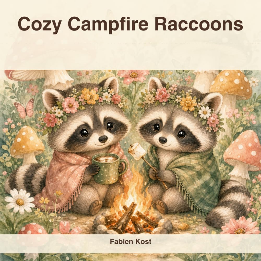 Cozy Campfire Raccoons: A Bold & Easy Coloring Book for Relaxation & Woodland Fun