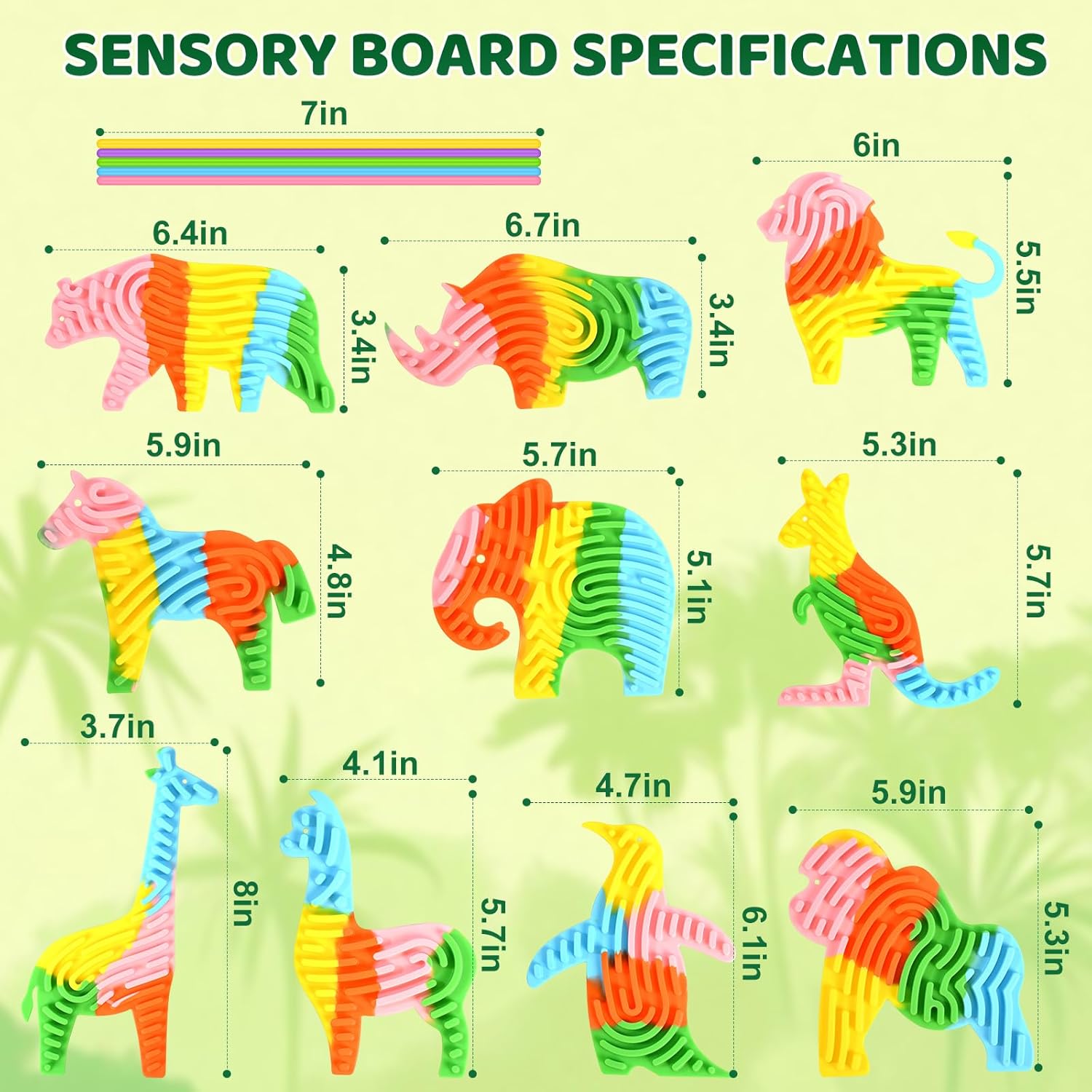 10 Pack Sensory Activity Board, Silicone Fidget Toys, Double-Sided Sensory Toys Set for Kids 3+ & Adults with 60 Strings, for Calming, Stress Relief, Anxiety, Autism & ADHD