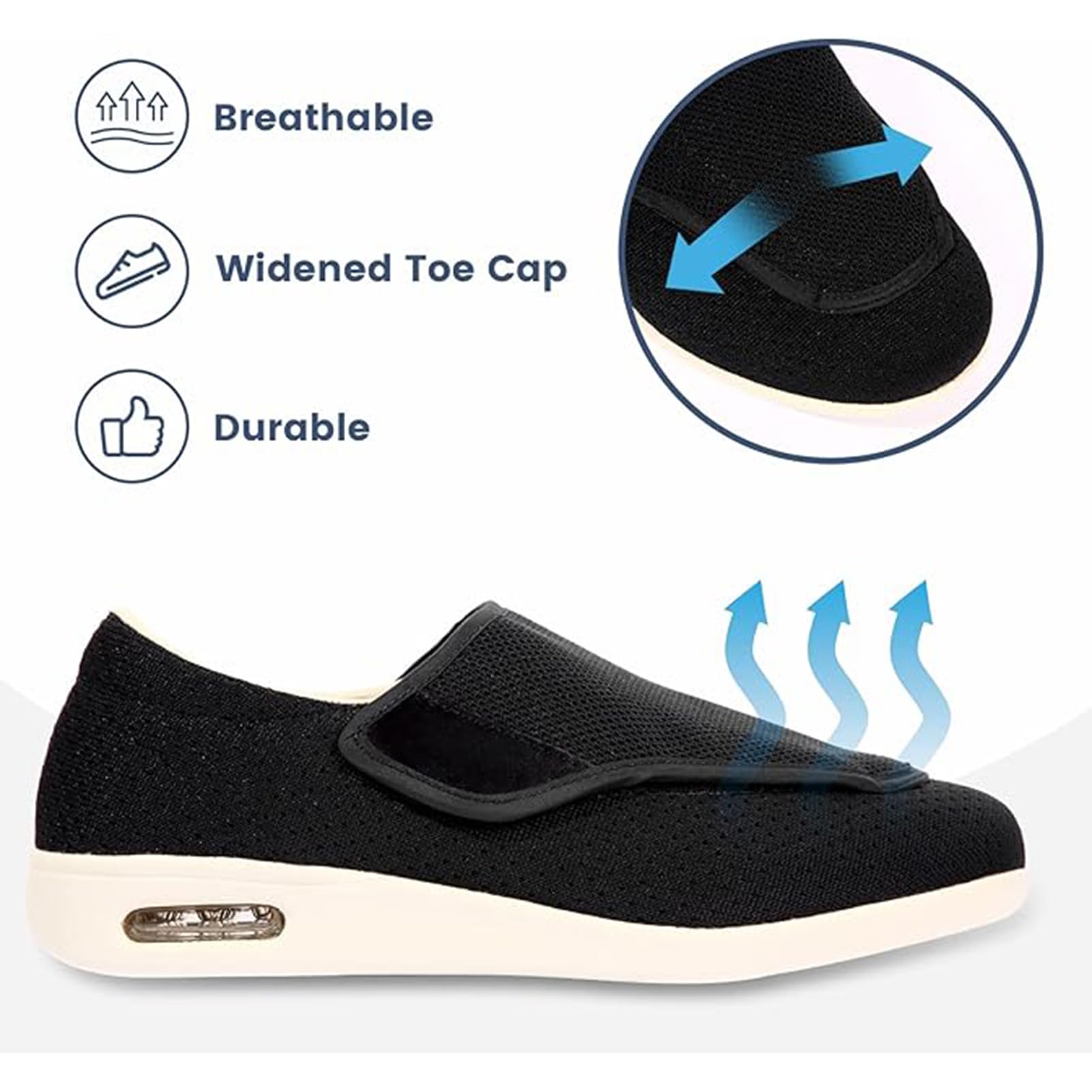 Scarpe per Diabetici Uomo Donna, Extra Larghe Scarpe Alluce Valgo, Scarp Ortopediche Salute Scarp con Bendaggio Antiscivolo per Piedi Gonfi Estive Riabilitazione