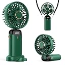 Refluxe Rechargeable Portable Handheld Fan,3000mAh Battery Operated Mini Fan,5 Speeds and LED Display,Long Lasting Desk Fan for Office,Bedroom,Outdoor Activities and Travel (Green) gallery image