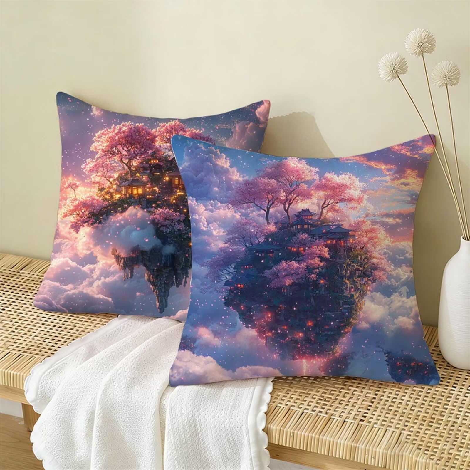 Sky Poszewki na poduszki 80 cm x 80 cm, zestaw 2 szt., poziome, dwustronne, zabawne, trwałe, można prać w pralce, do salonu, odświeżenia, idealna dekoracja domu, prezent W-1344