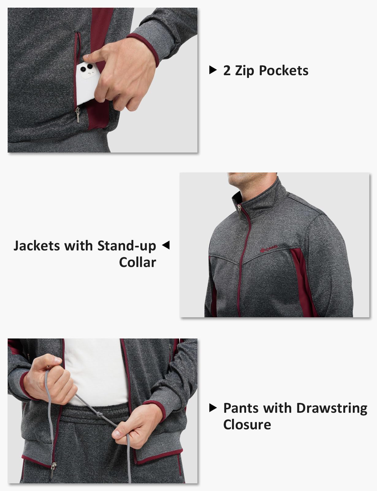 TBMPOY Tuta da allenamento da uomo, per uomo, set da 2 pezzi, casual, atletico, jogging, caldo, con chiusura lampo