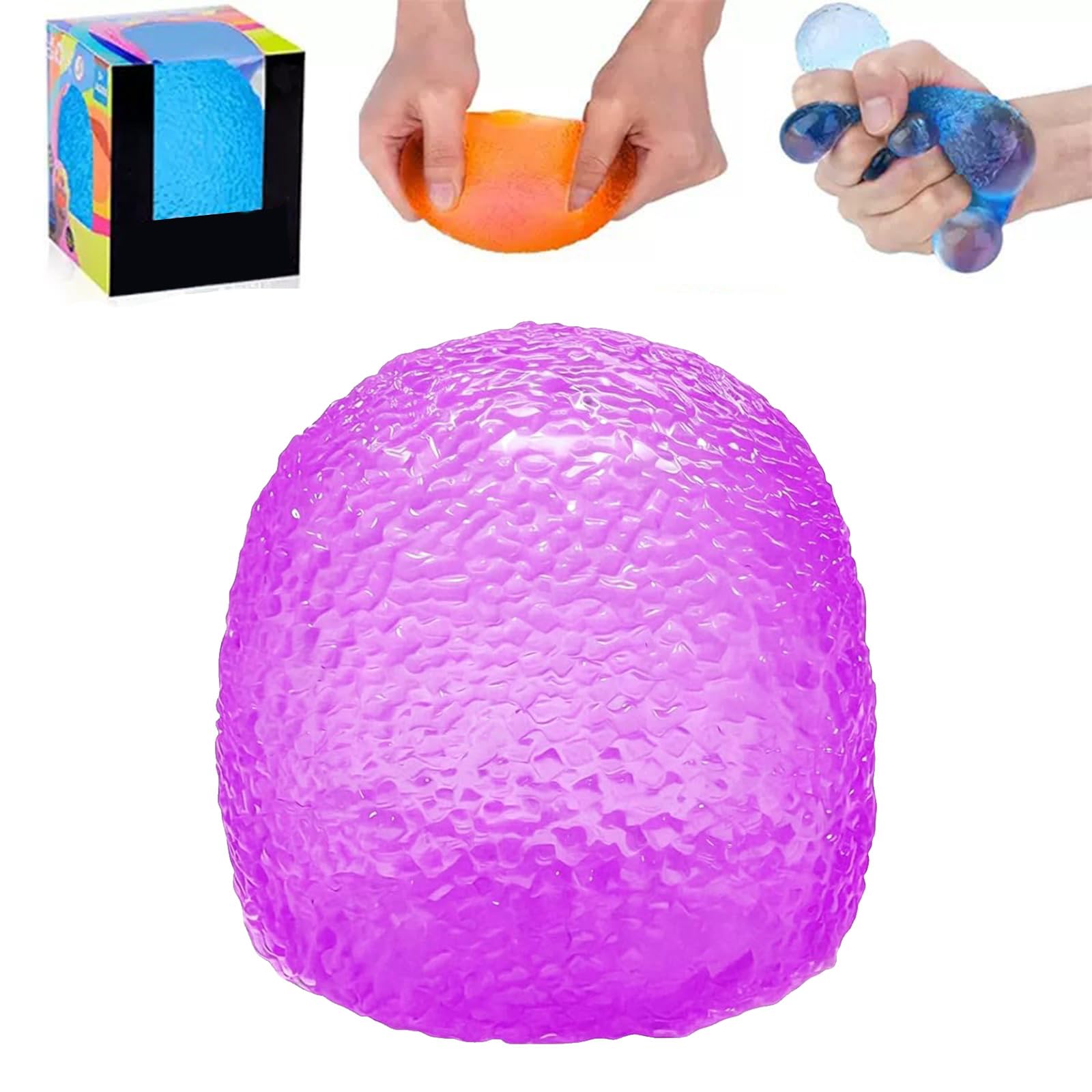 Gumdrop Squishy Stress Balls, Fidget Toys for Kids, Textured Stress Balls for Autism, Durable Stress Relief Toys, Hand Exercise Stress Ball Toys for Adults & Kids, Anxiety, Tension and Stress (Purple)