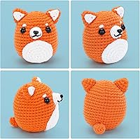 Vista 2 de Kit de ganchillo para principiantes: kit de ganchillo Shiba Inu, todo lo que necesitas, incluye hilo suave fácil de tejer, video paso a paso