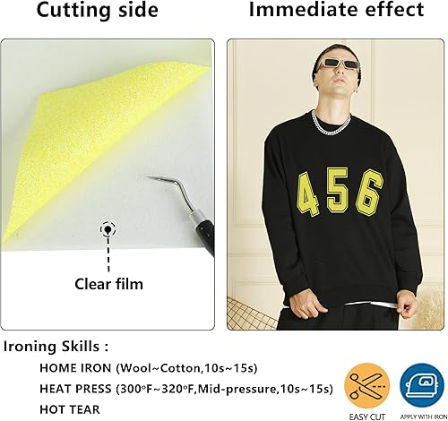 Miniatura 4 de RENLITONG - Vinilo de transferencia de calor con purpurina verde de 12 pulgadas por 8 pies, rollos de vinilo para planchar para silueta de camiseta,