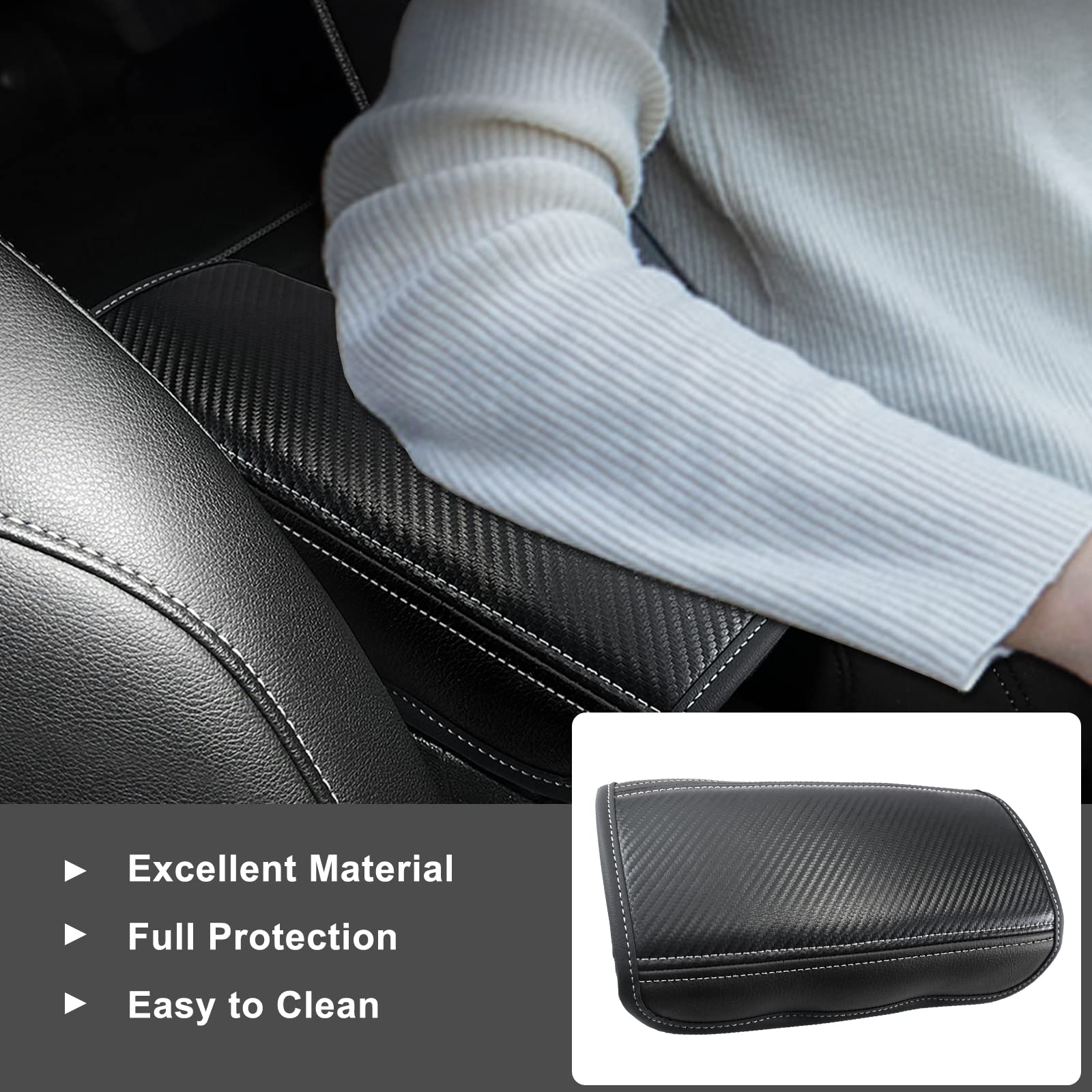 BIXUAN compatibile con Renault Captur 2 2020-2023 2024 2025 Copertura per Braccioli Console Centrale Rivestimento Bracciolo Coperchio Accessori di Protezione in pelle Imbottitura in Fibra di Carbonio