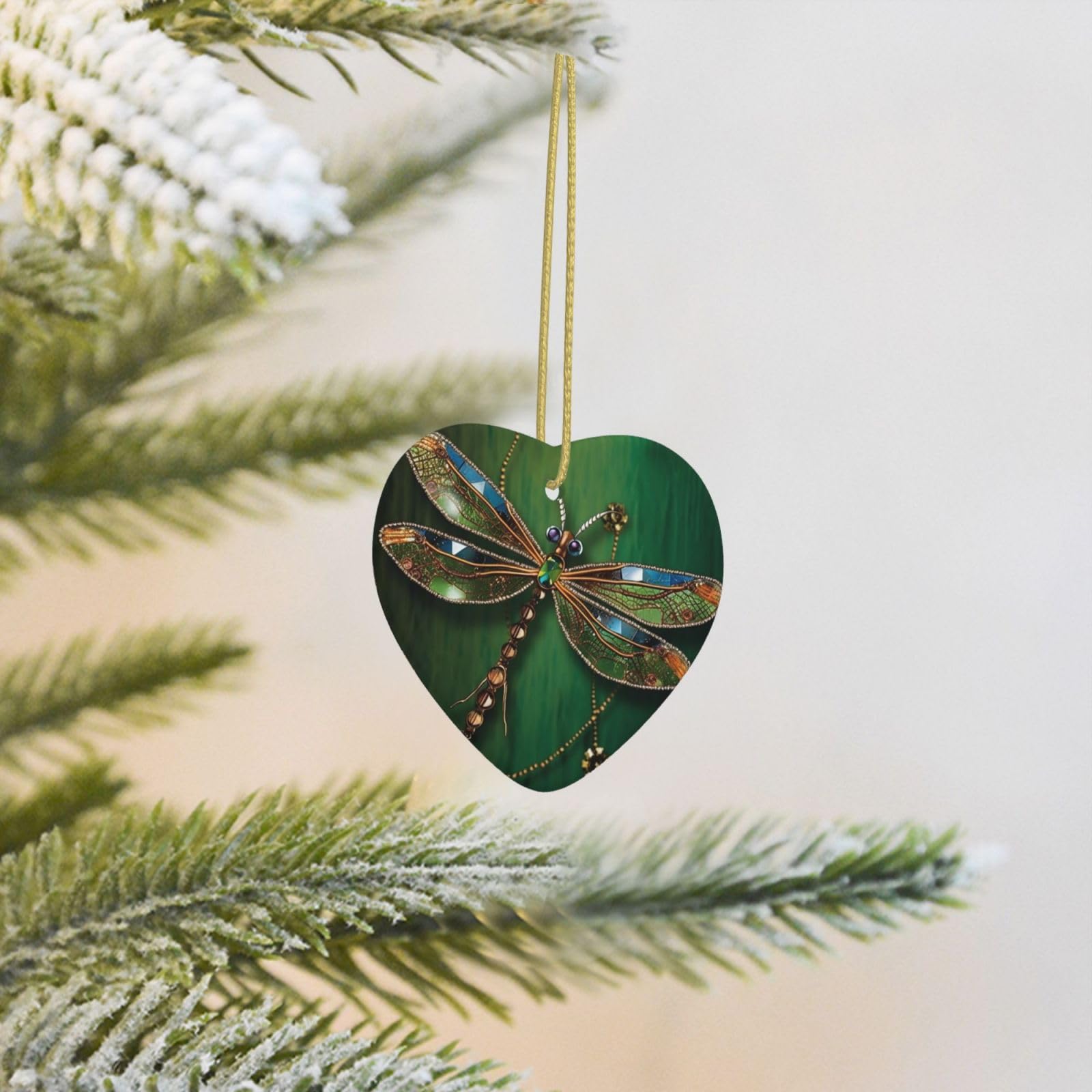 2025 Christmas Tree Decoration Hanging Heart Ornament Jewel Dragonfly Ceramic Ornaments Christmas Tree Decorations Round Pendants for Xmas Tree Winter New Year Party Supplies